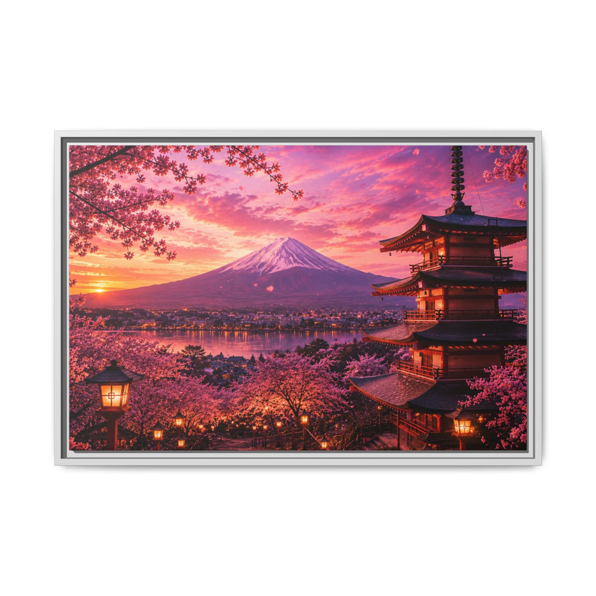 Sakura Twilight Pagoda — Cherry Blossom Sunset Collection