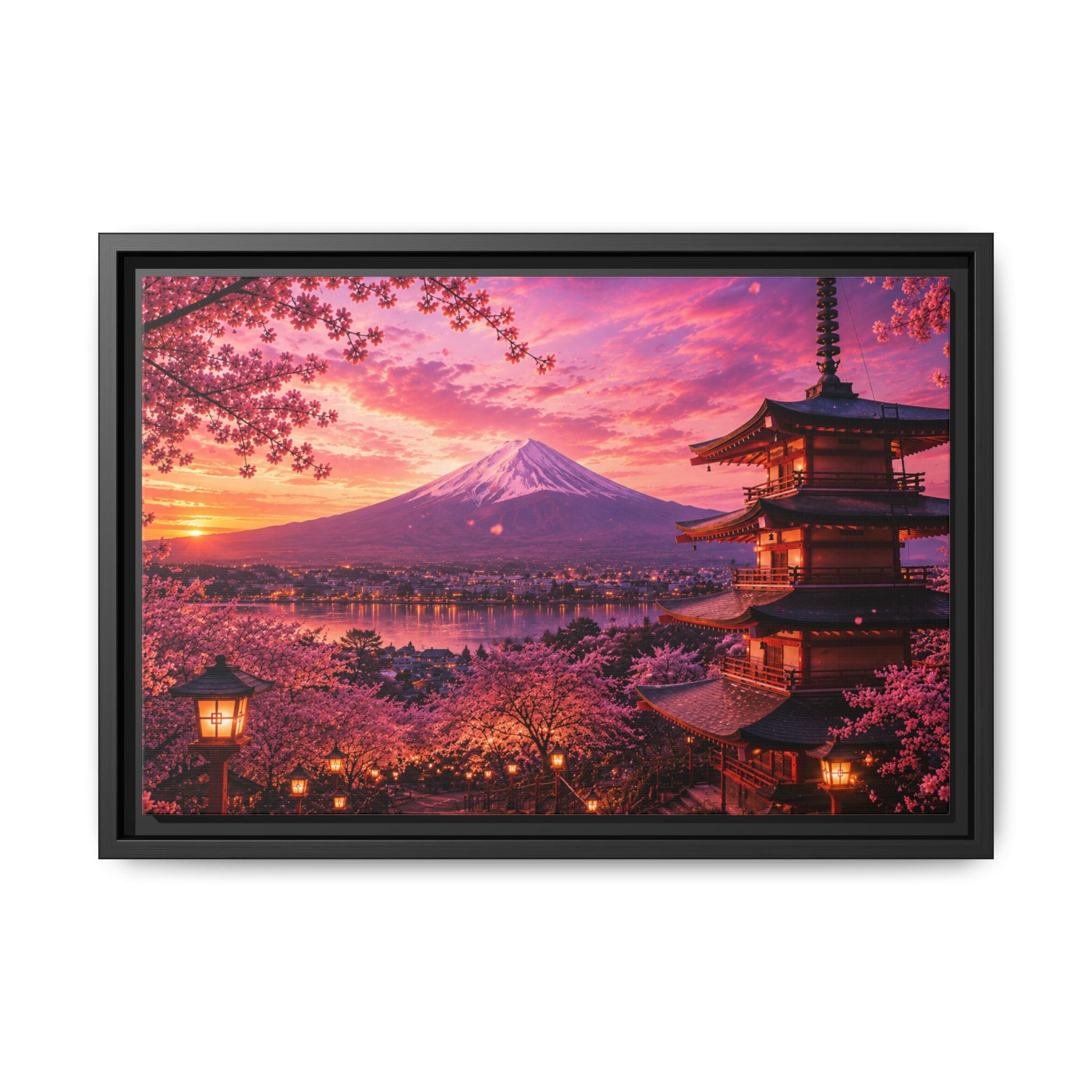 Sakura Twilight Pagoda — Cherry Blossom Sunset Collection