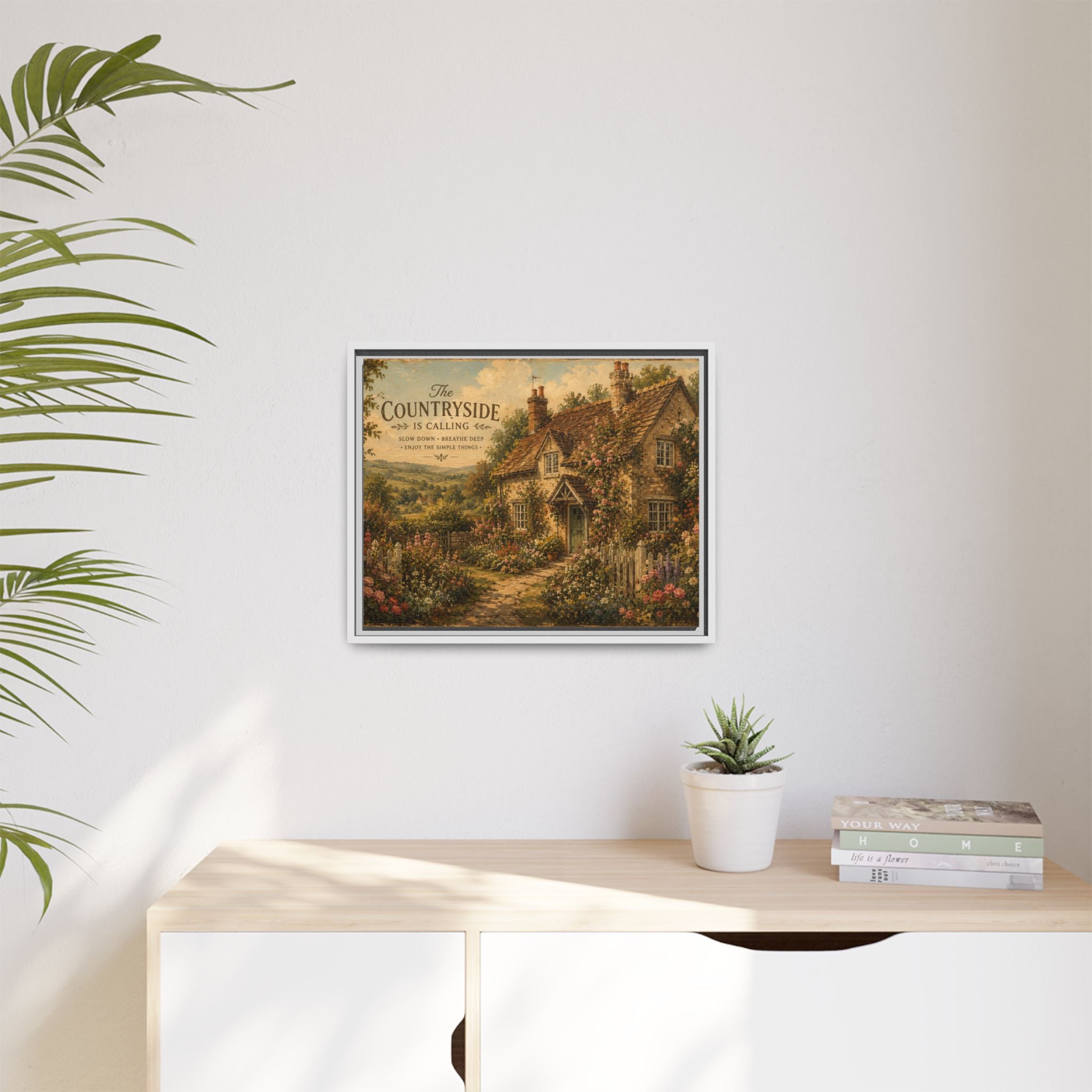 Vintage Cottagecore Wall Art | English Countryside Cottage Print | Rustic Farmhouse Decor | Romantic Floral Landscape