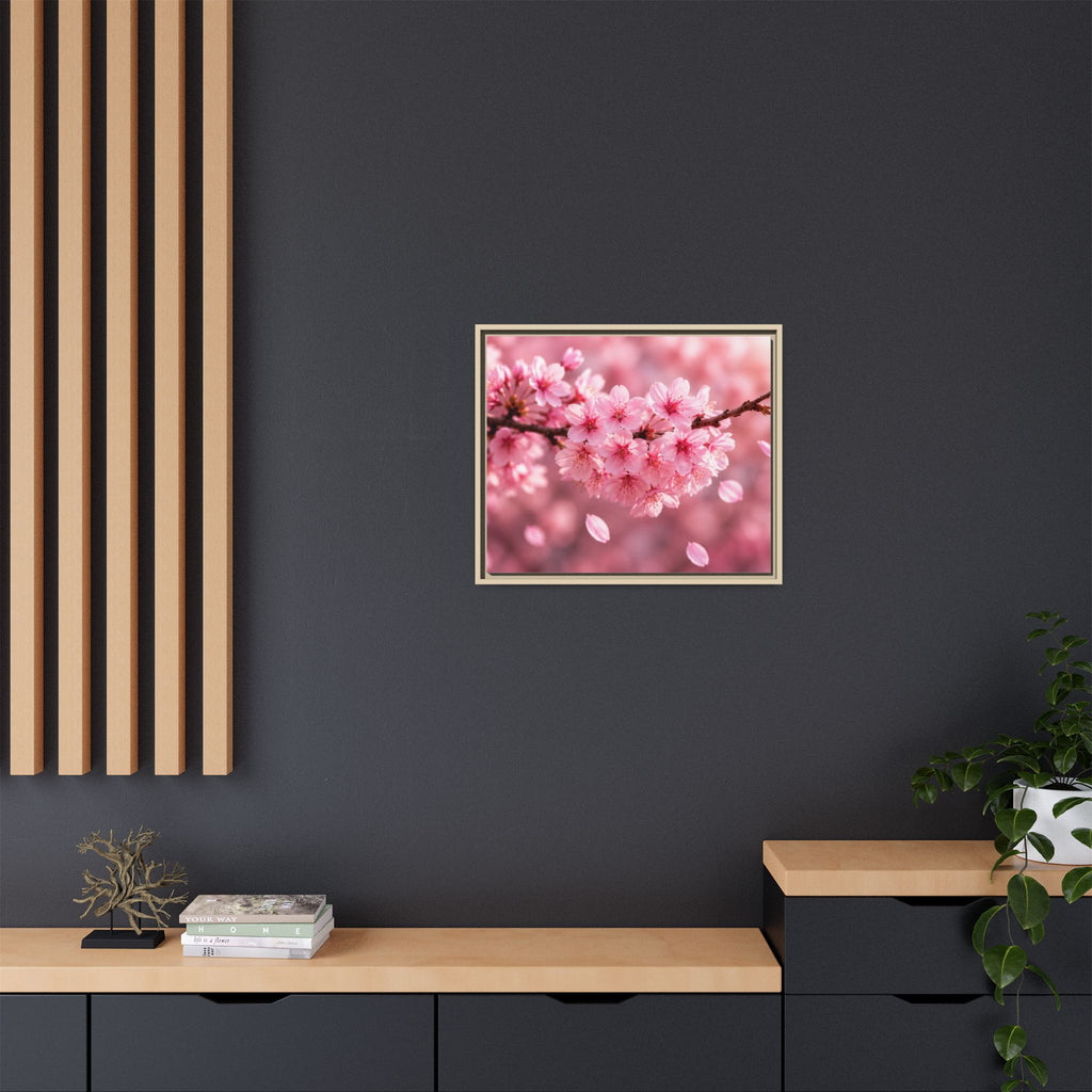 Framed sakura Blossom Canvas Print — Pink Sakura Wall Art