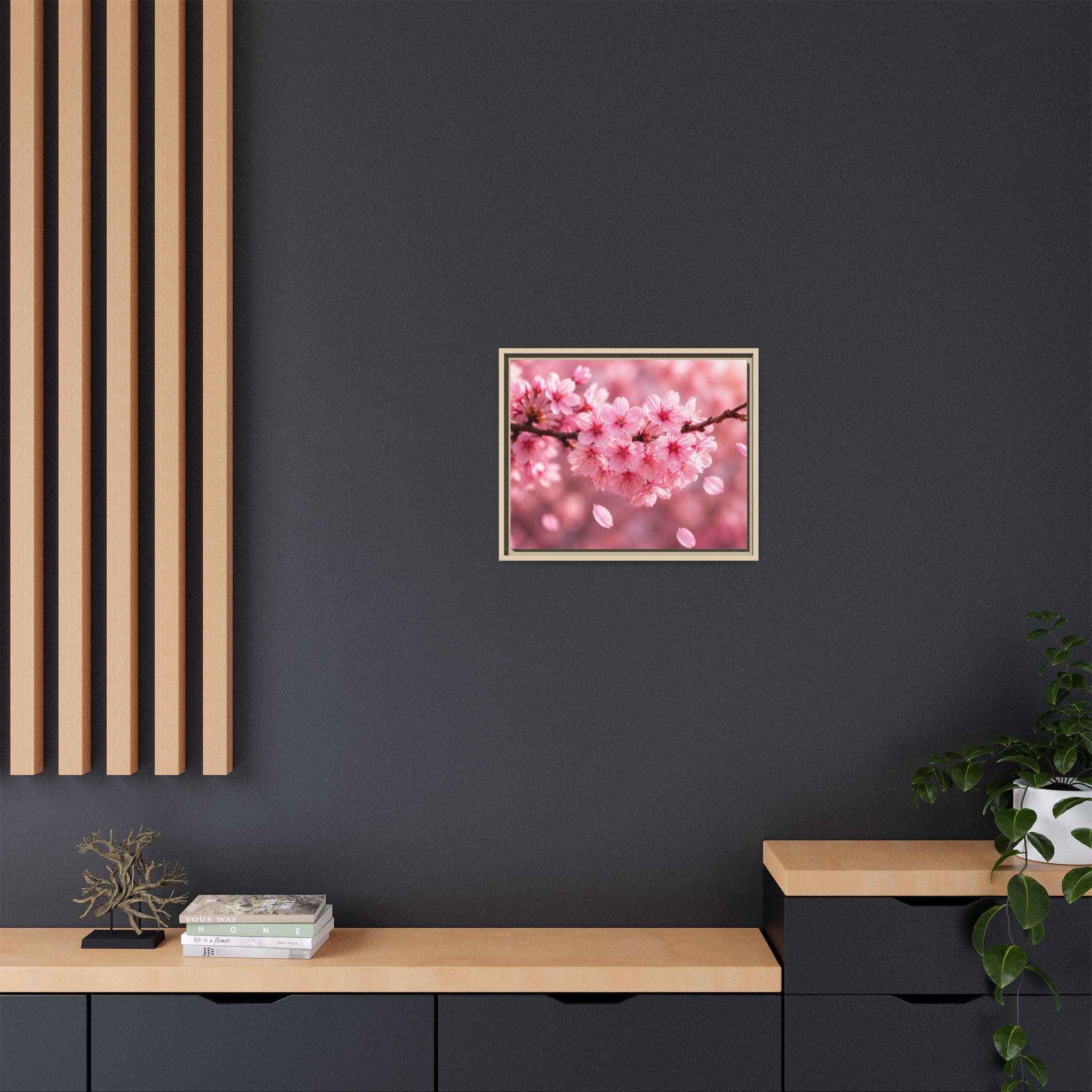 Framed sakura Blossom Canvas Print — Pink Sakura Wall Art