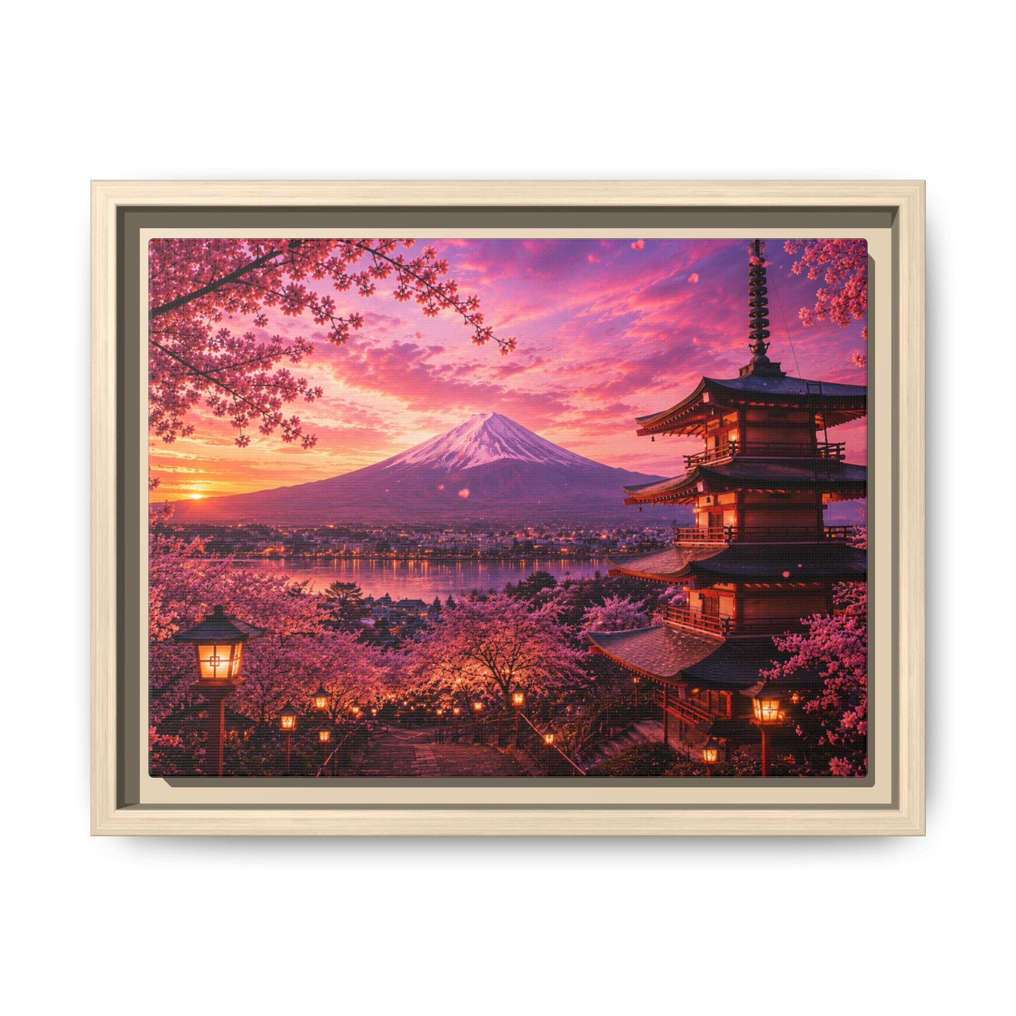 Sakura Twilight Pagoda — Cherry Blossom Sunset Collection