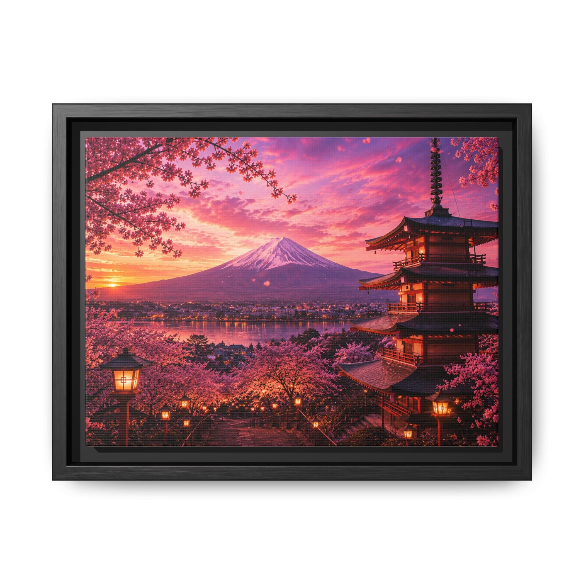 Sakura Twilight Pagoda — Cherry Blossom Sunset Collection