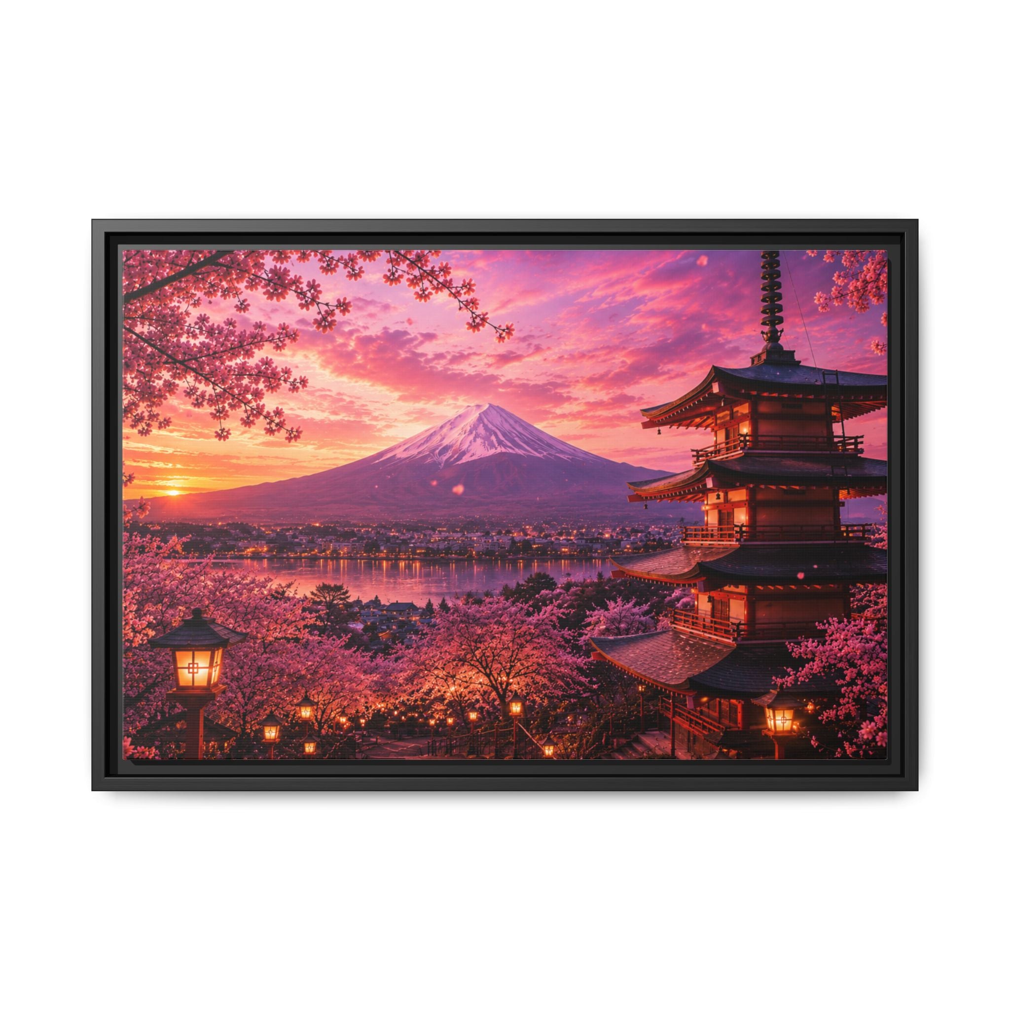 Sakura Twilight Pagoda — Cherry Blossom Sunset Collection