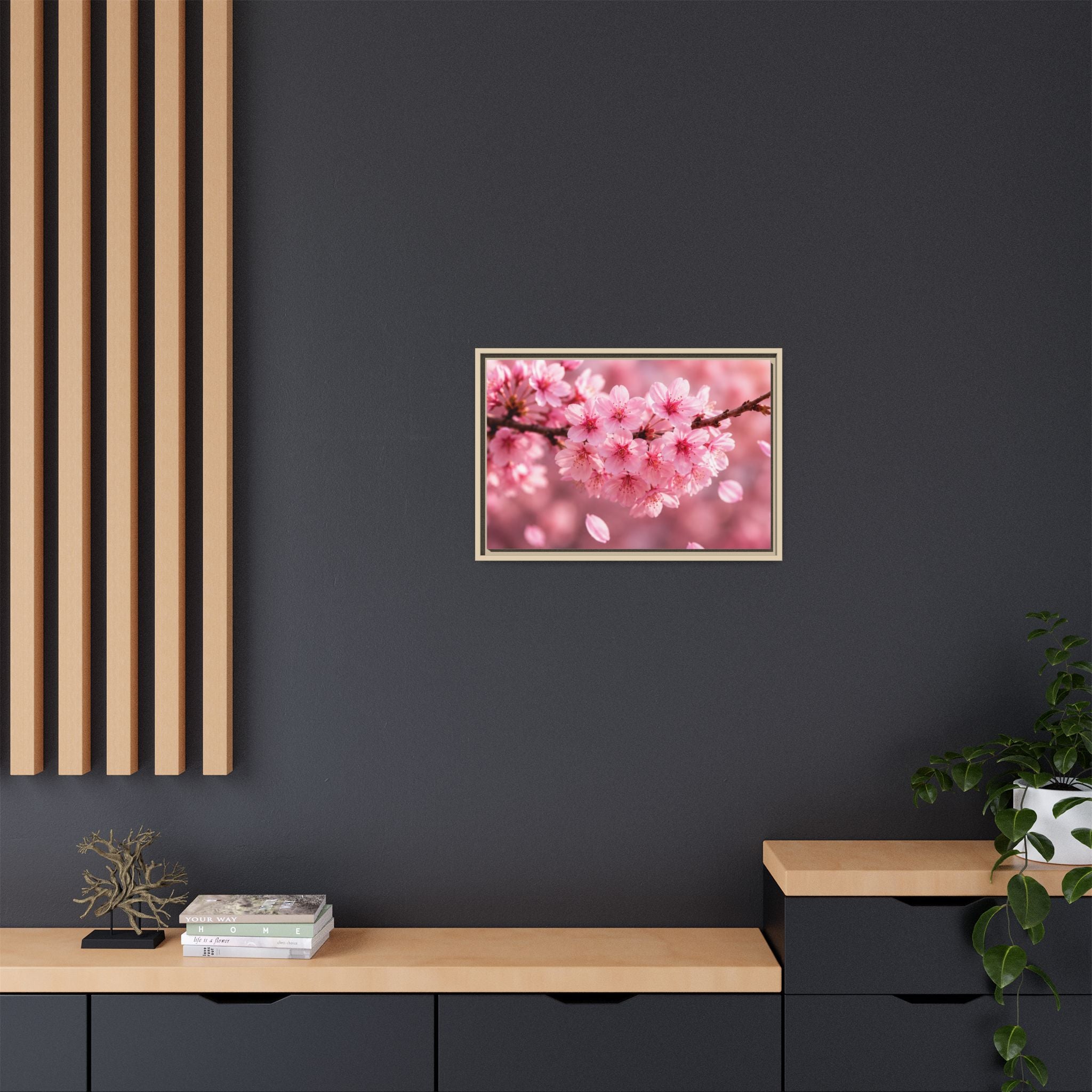 Framed sakura Blossom Canvas Print — Pink Sakura Wall Art