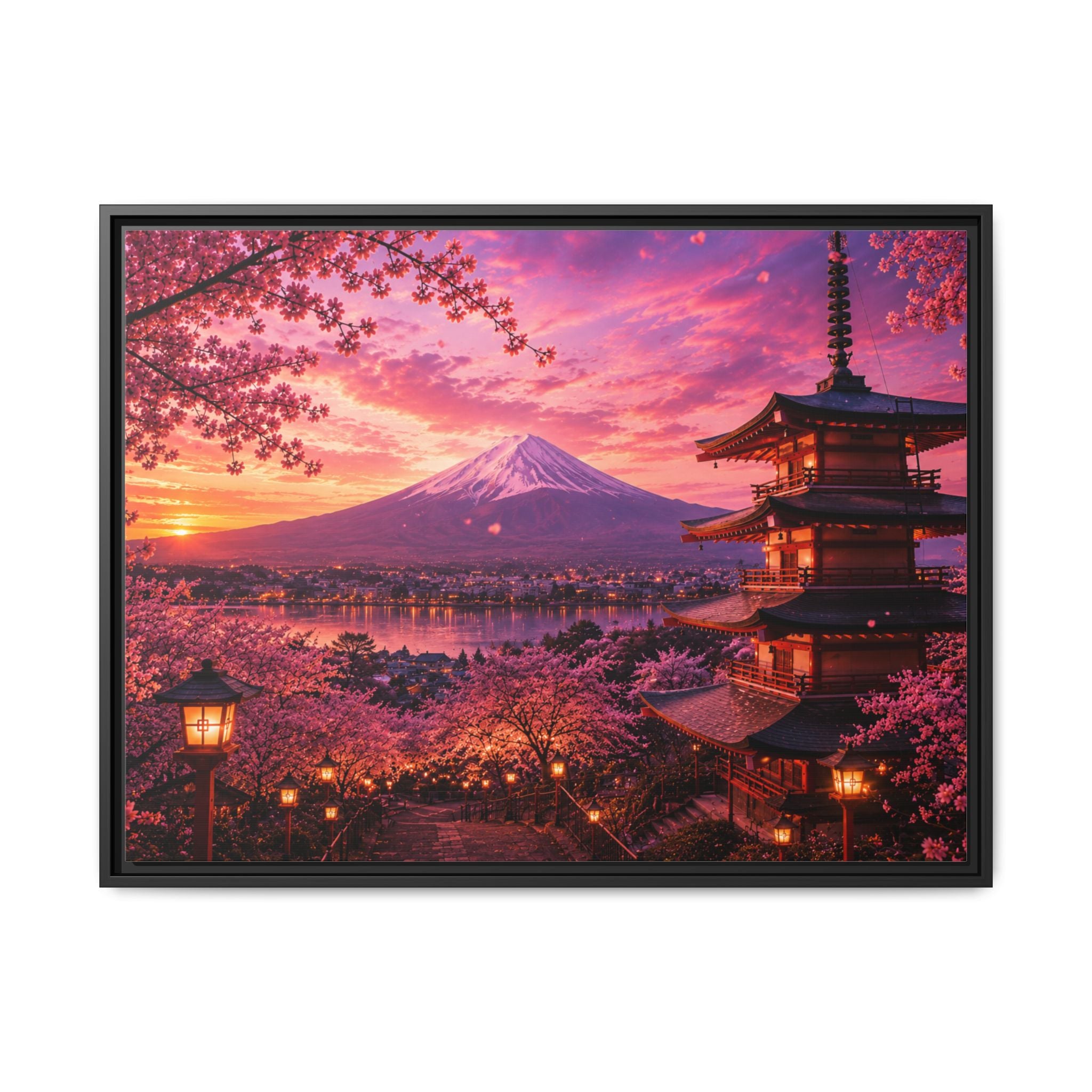 Sakura Twilight Pagoda — Cherry Blossom Sunset Collection