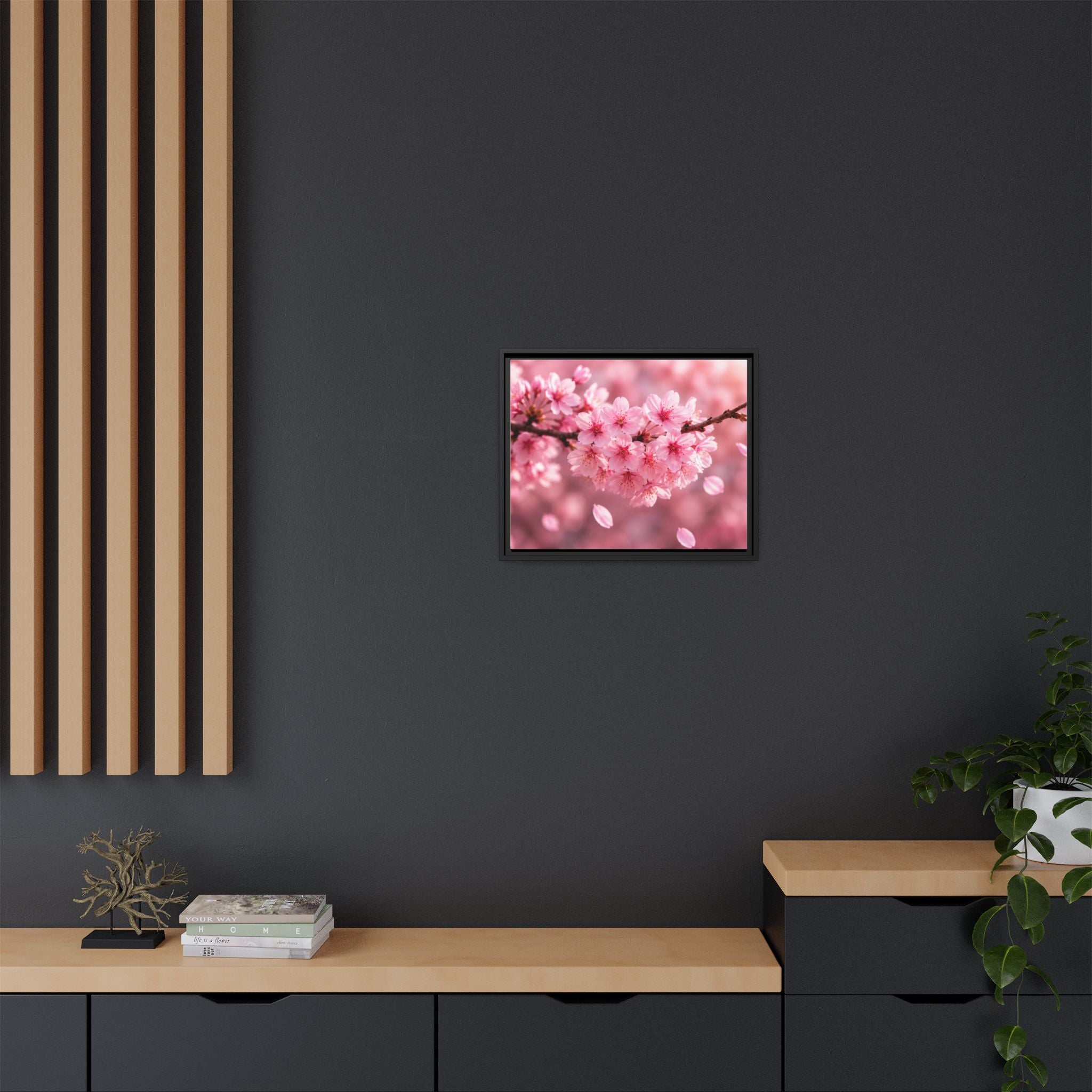 Framed sakura Blossom Canvas Print — Pink Sakura Wall Art