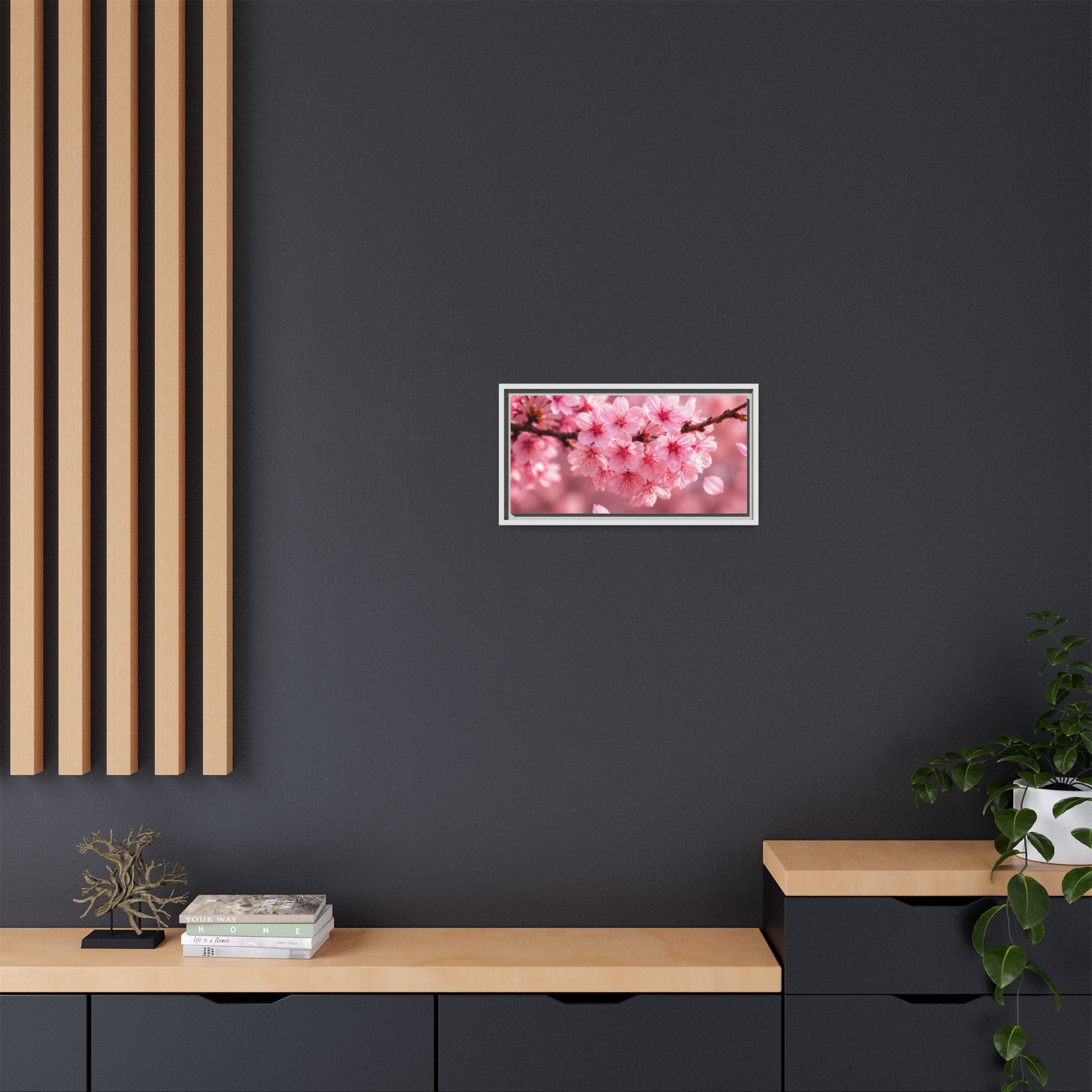 Framed sakura Blossom Canvas Print — Pink Sakura Wall Art