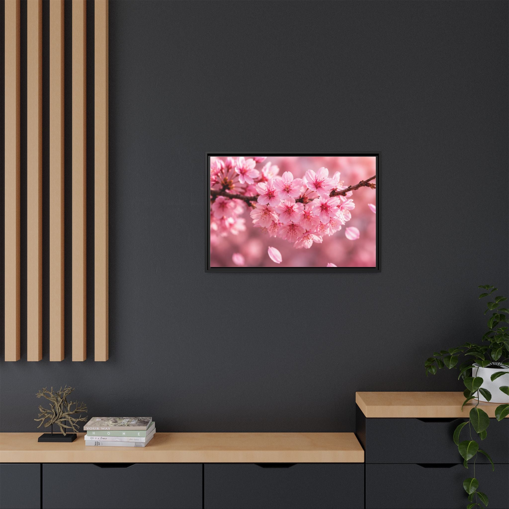 Framed sakura Blossom Canvas Print — Pink Sakura Wall Art