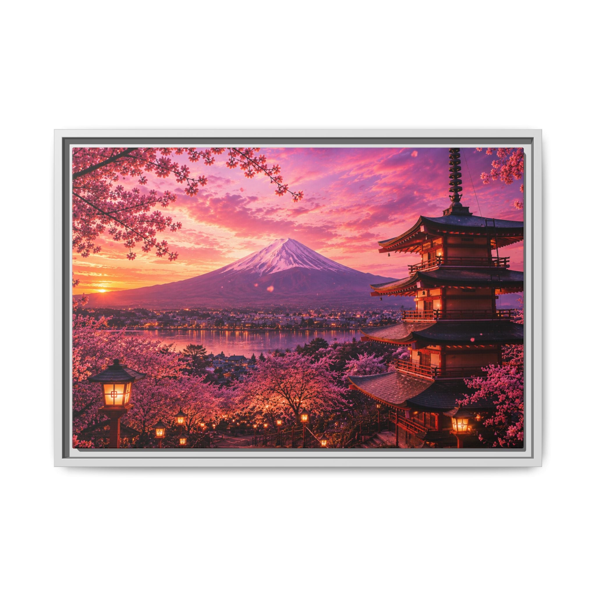Sakura Twilight Pagoda — Cherry Blossom Sunset Collection