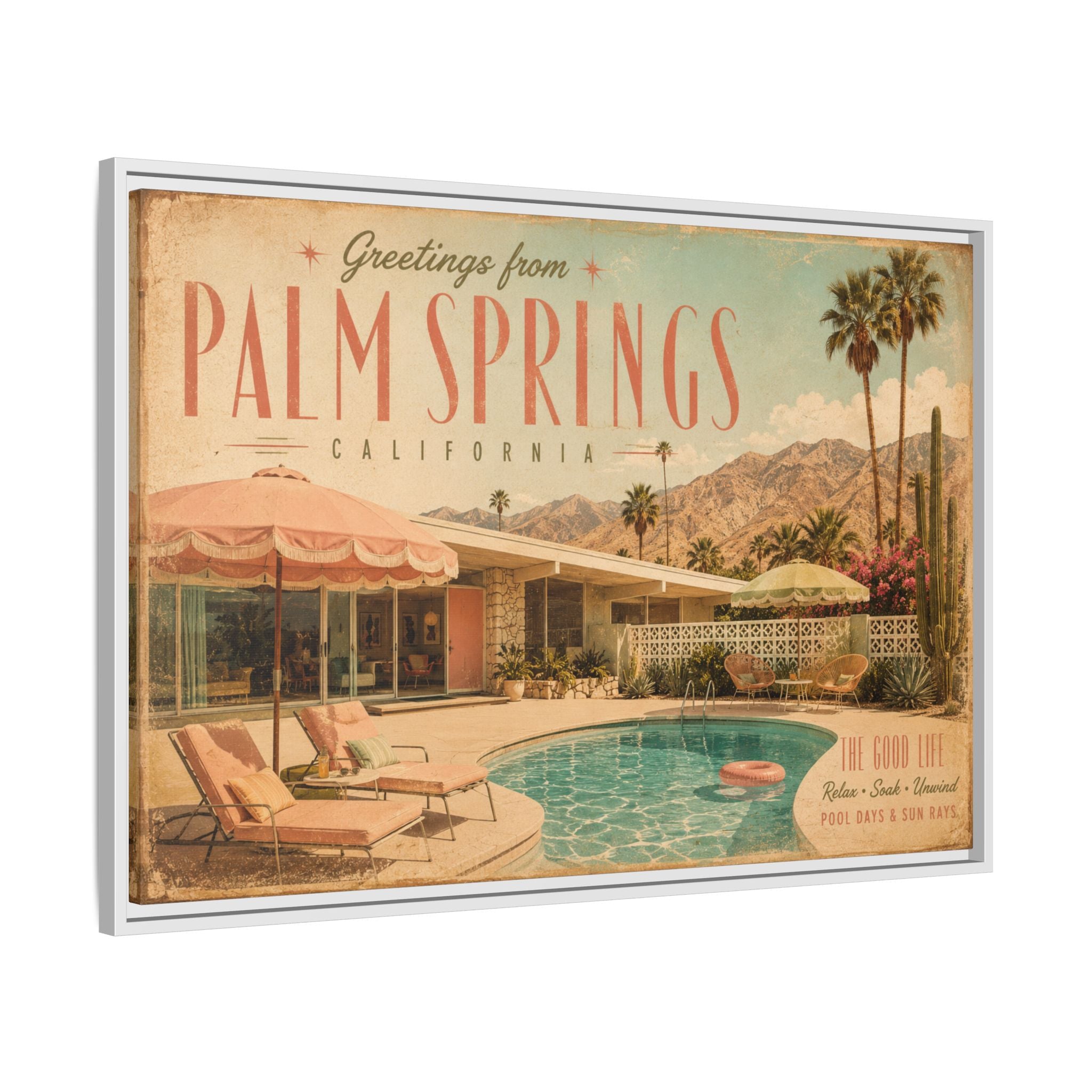 Vintage Palm Springs Travel Poster | Retro California Wall Art | Mid Century Modern Printable Decor | Desert Poolside Art