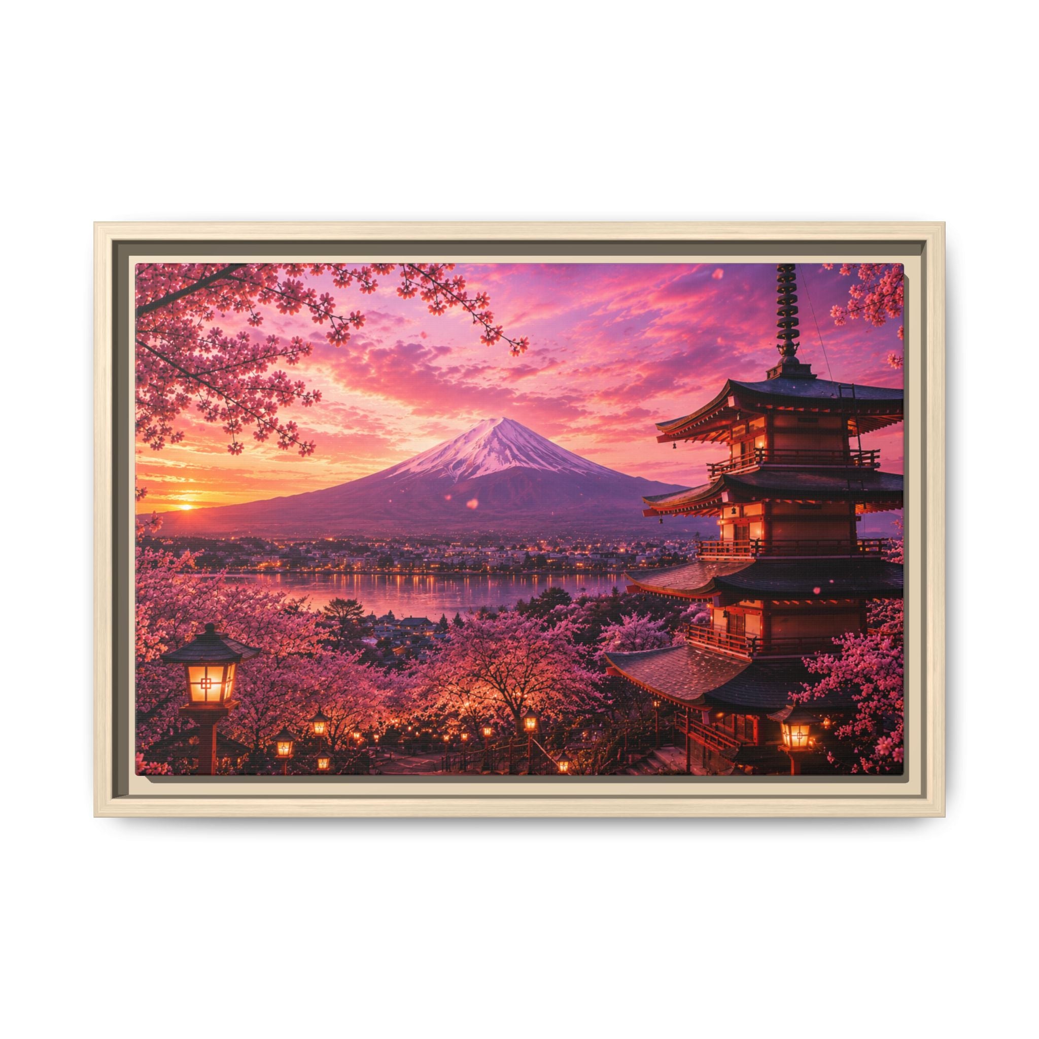 Sakura Twilight Pagoda — Cherry Blossom Sunset Collection