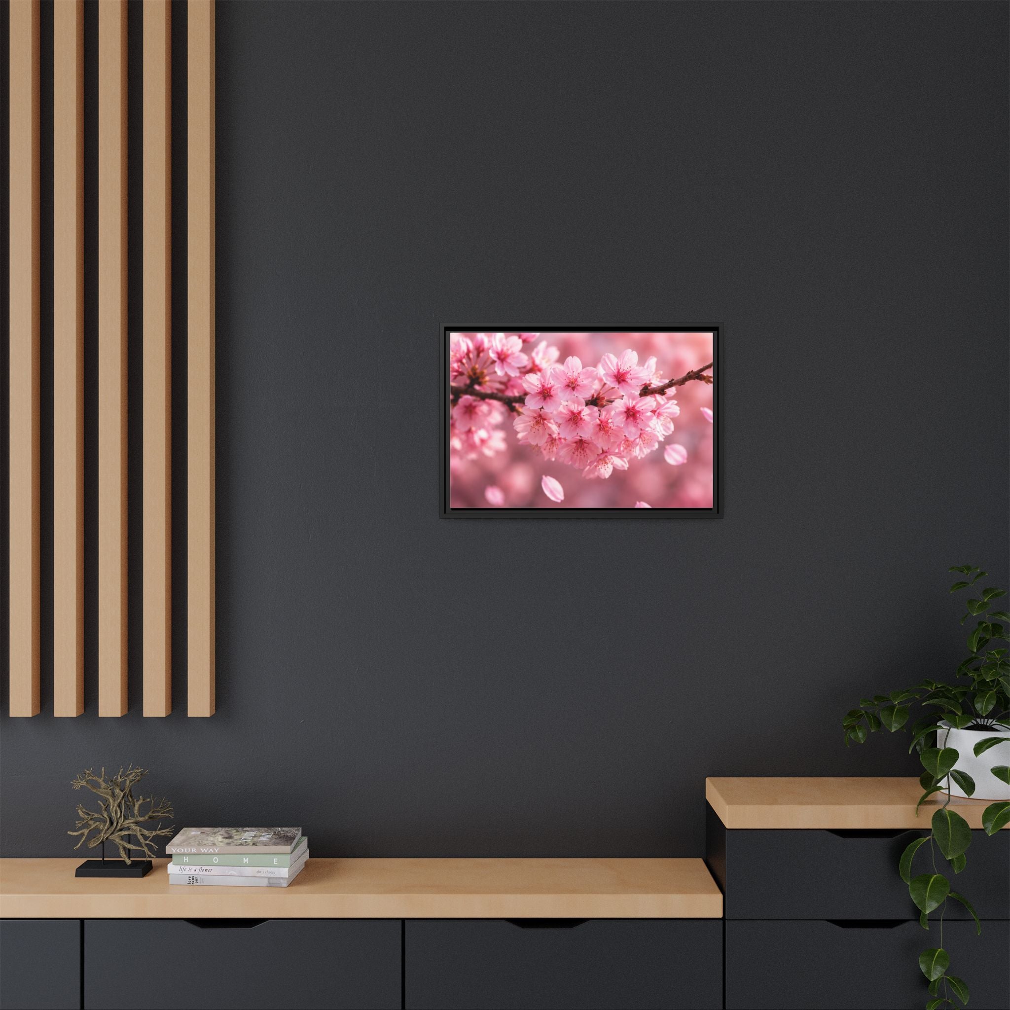 Framed sakura Blossom Canvas Print — Pink Sakura Wall Art