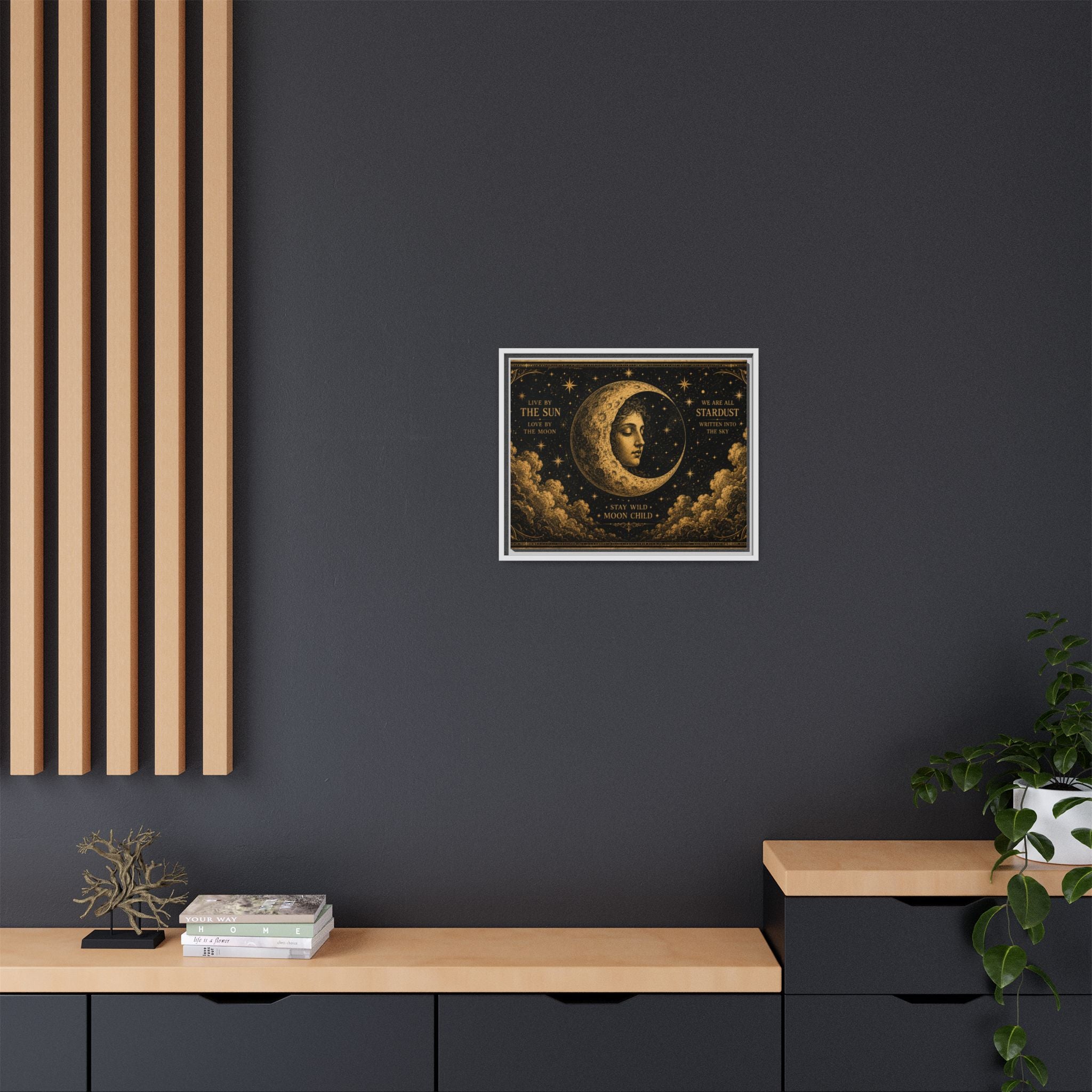 Vintage Celestial Moon Wall Art | Mystic Moon Child Poster | Gothic Boho Printable Decor | Antique Gold Celestial Print