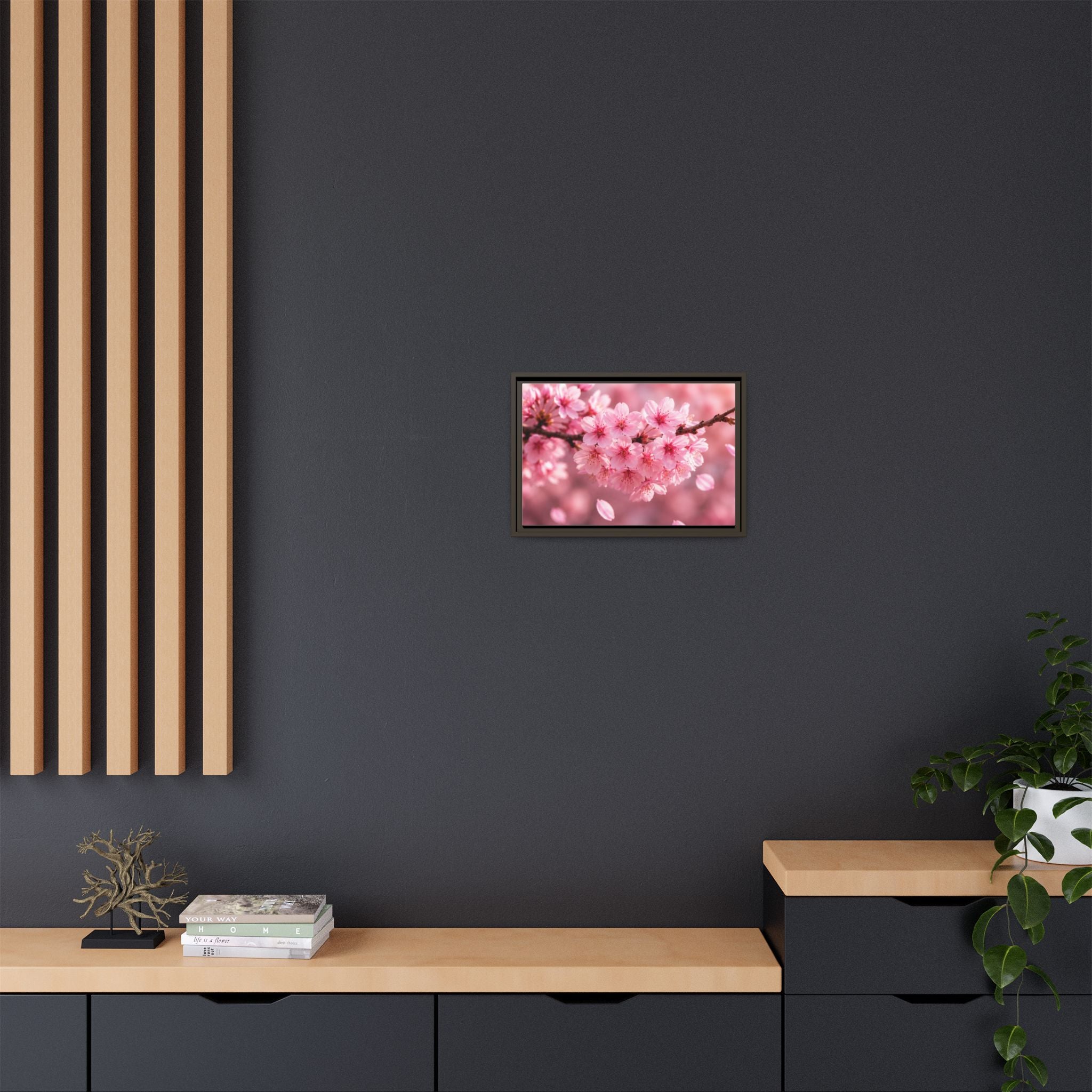 Framed sakura Blossom Canvas Print — Pink Sakura Wall Art