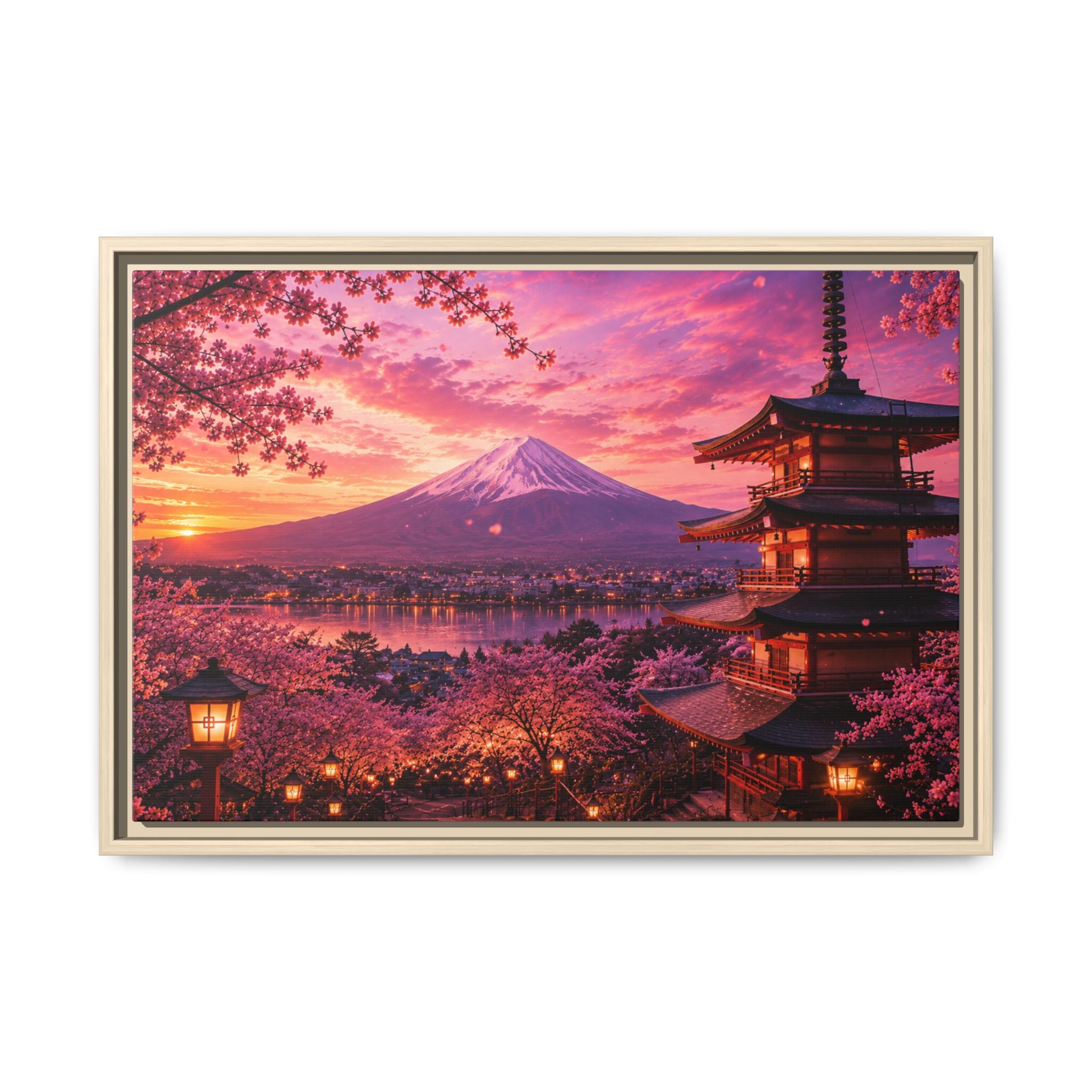 Sakura Twilight Pagoda — Cherry Blossom Sunset Collection