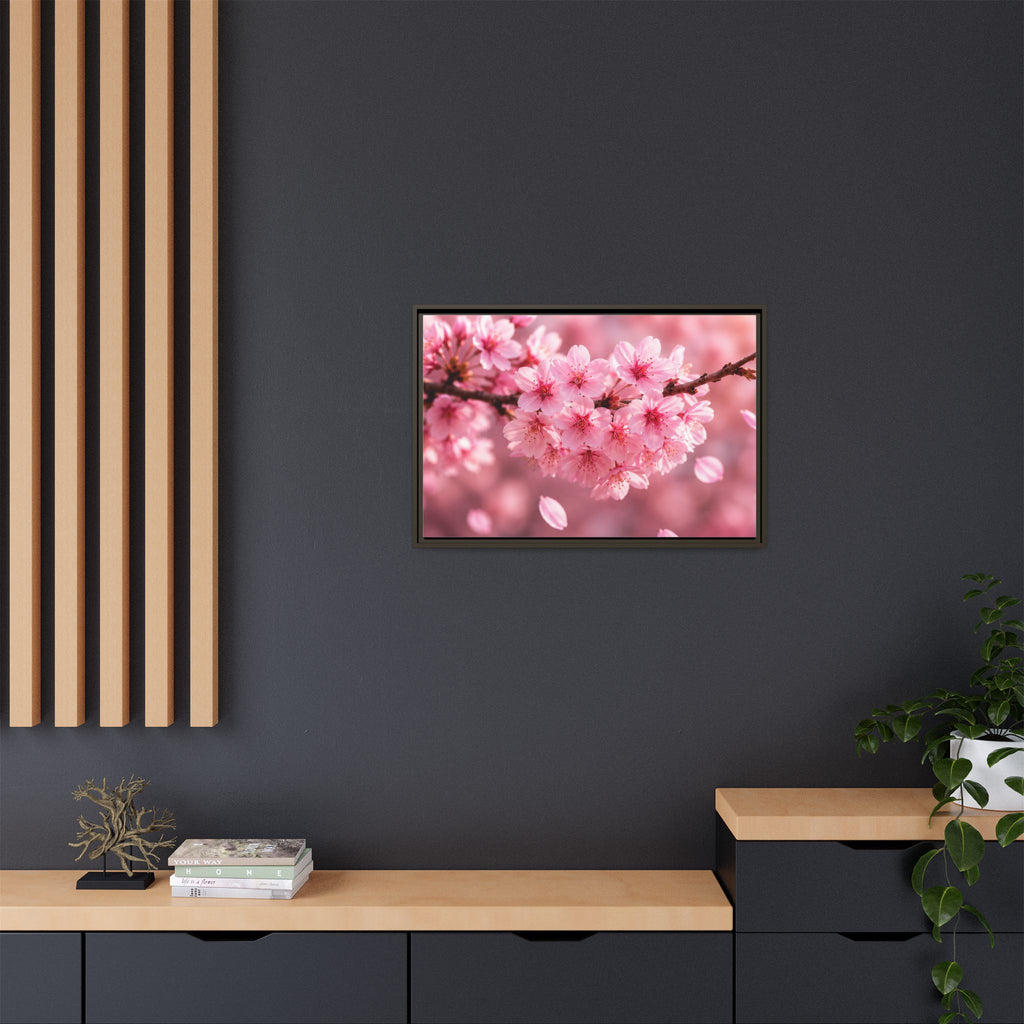 Framed sakura Blossom Canvas Print — Pink Sakura Wall Art