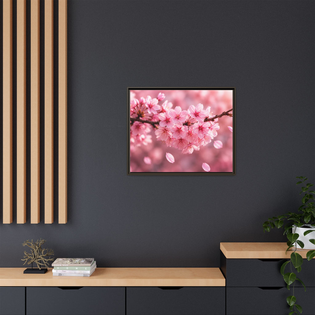 Framed sakura Blossom Canvas Print — Pink Sakura Wall Art