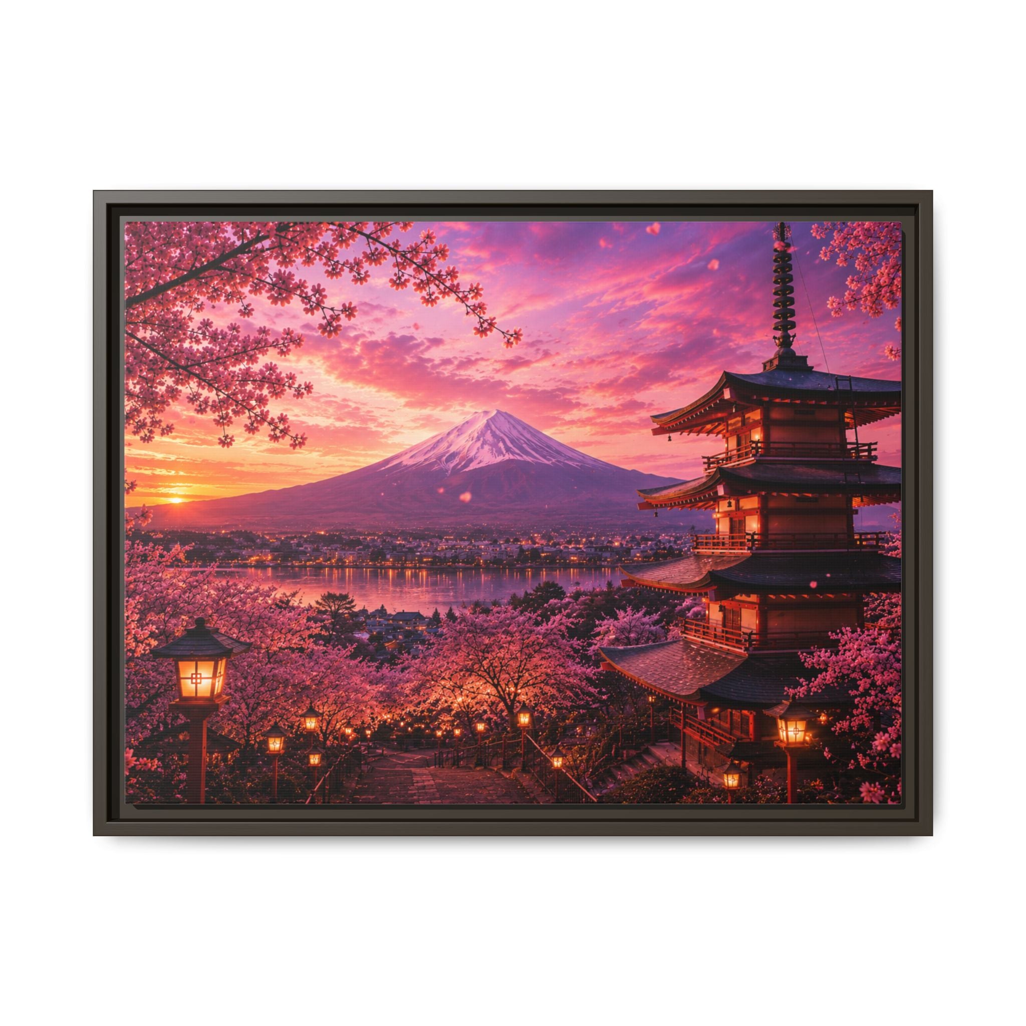 Sakura Twilight Pagoda — Cherry Blossom Sunset Collection