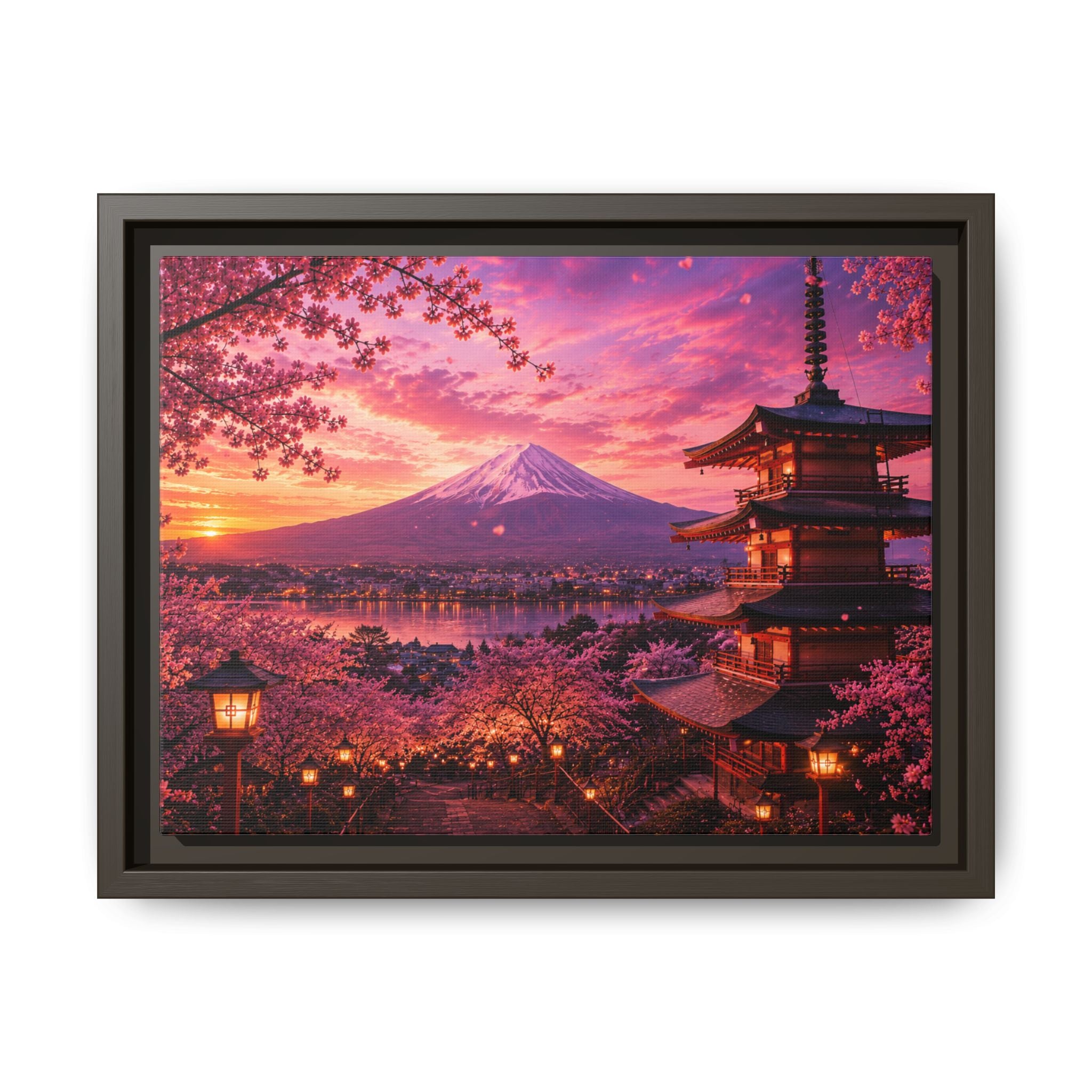 Sakura Twilight Pagoda — Cherry Blossom Sunset Collection