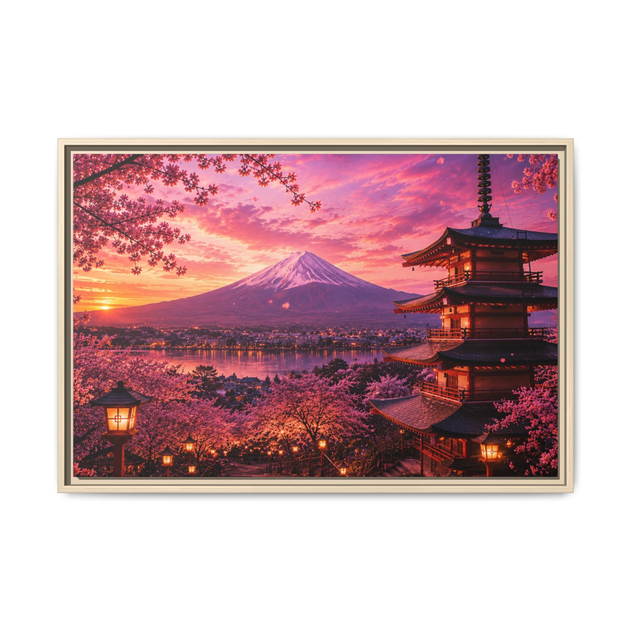 Sakura Twilight Pagoda — Cherry Blossom Sunset Collection