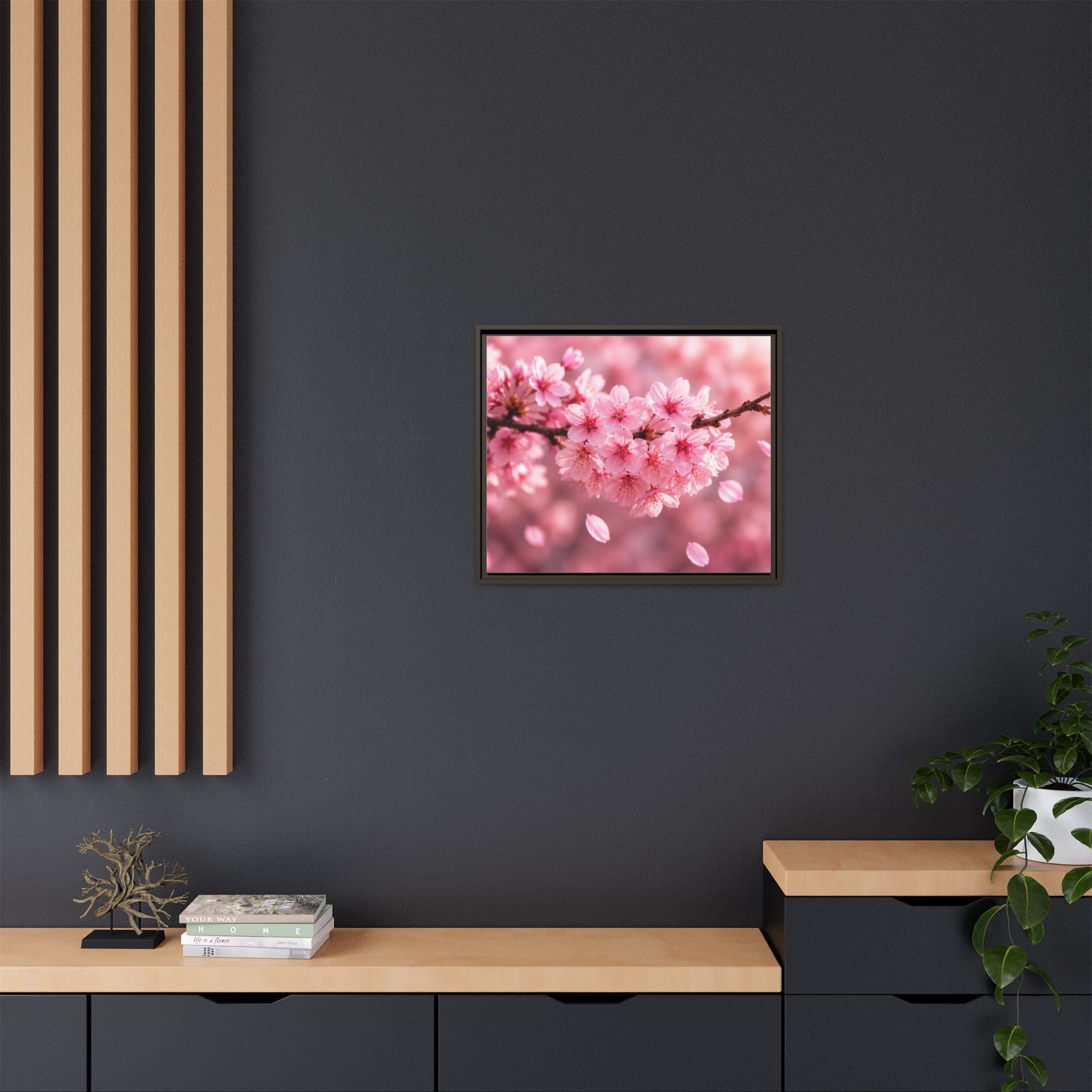 Framed sakura Blossom Canvas Print — Pink Sakura Wall Art