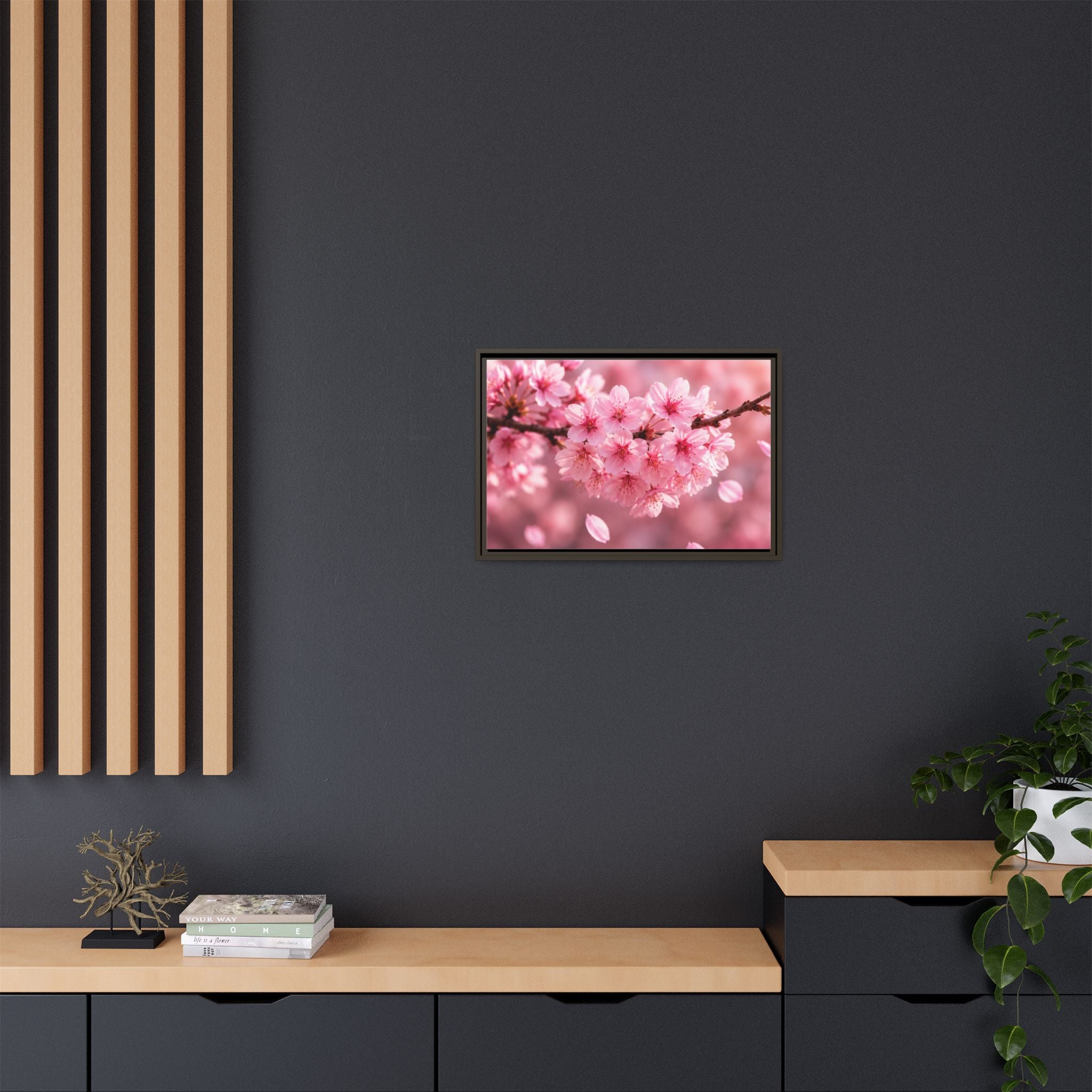 Framed sakura Blossom Canvas Print — Pink Sakura Wall Art