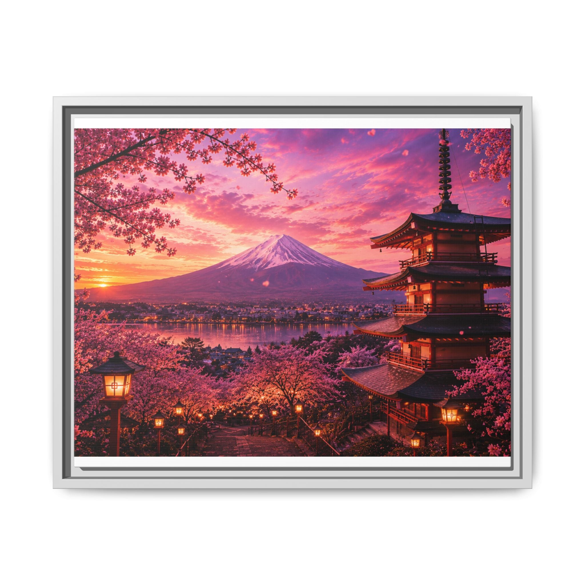 Sakura Twilight Pagoda — Cherry Blossom Sunset Collection