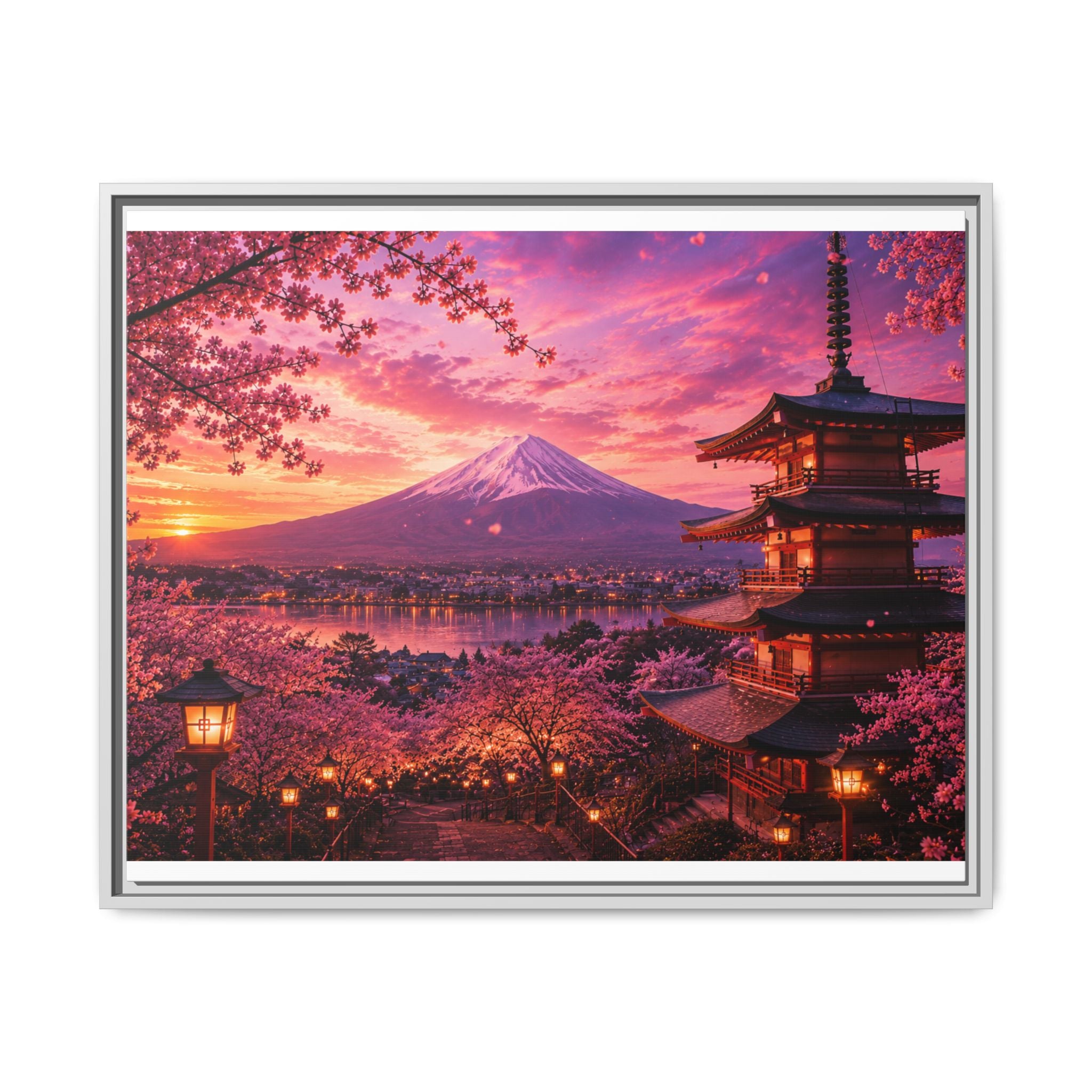 Sakura Twilight Pagoda — Cherry Blossom Sunset Collection
