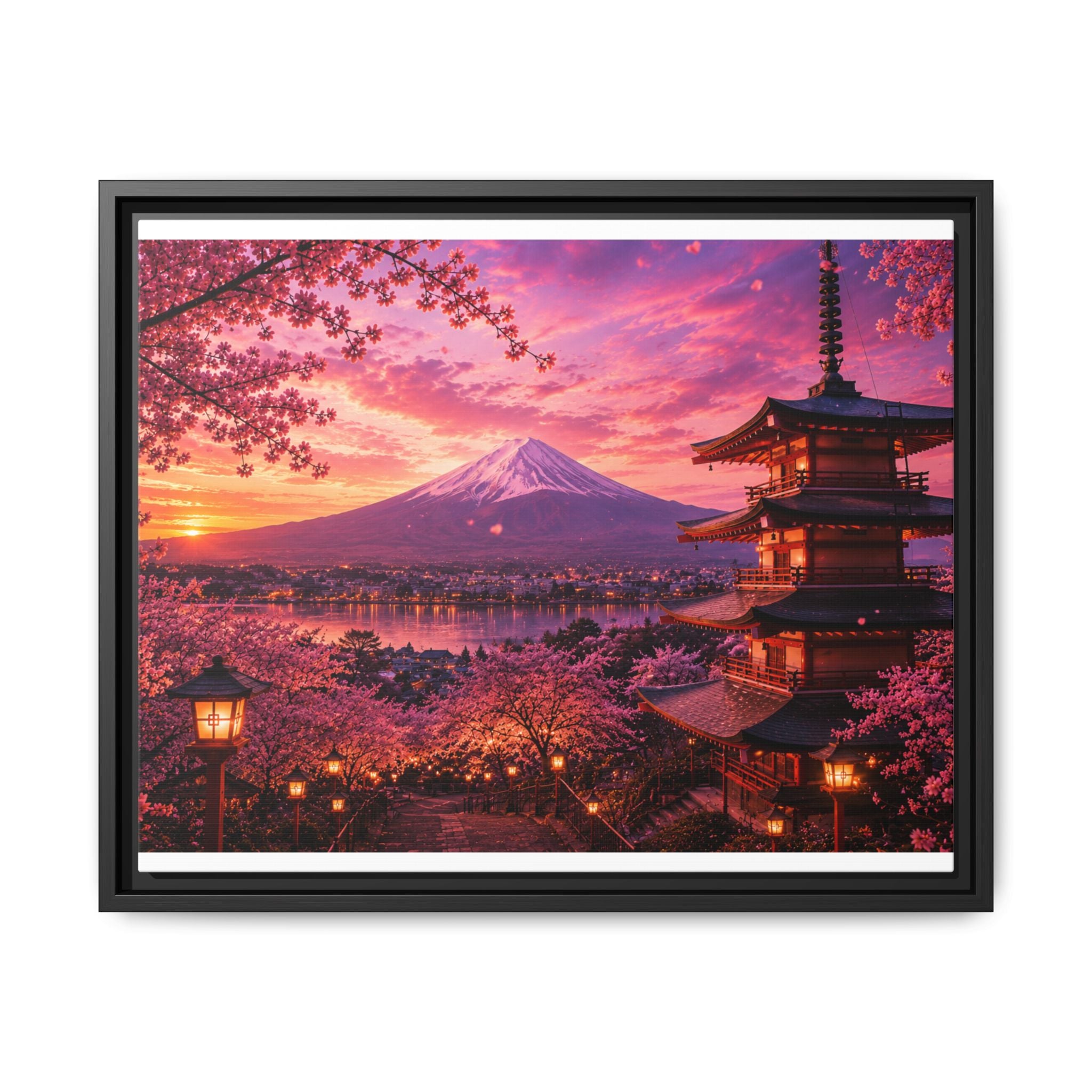 Sakura Twilight Pagoda — Cherry Blossom Sunset Collection