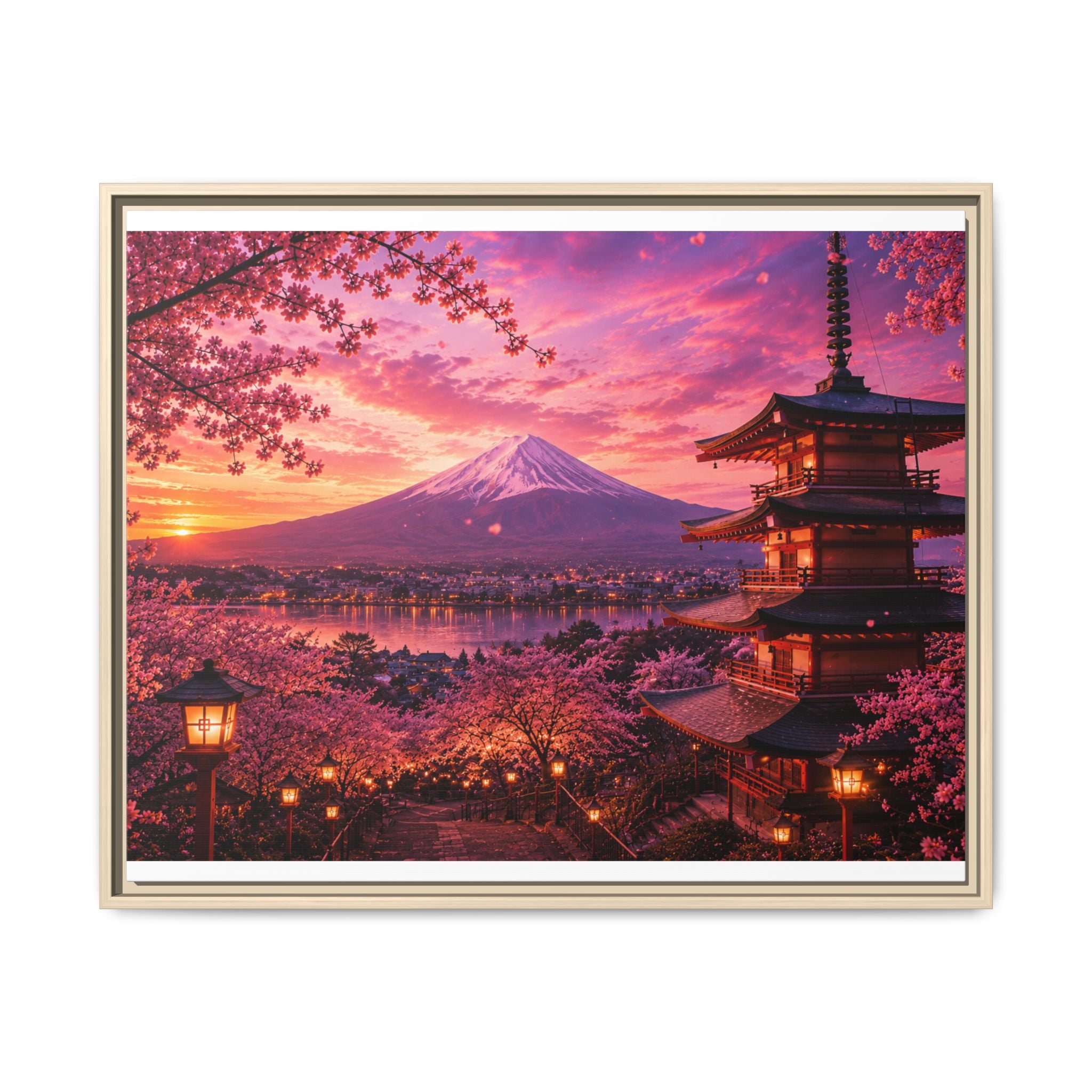 Sakura Twilight Pagoda — Cherry Blossom Sunset Collection