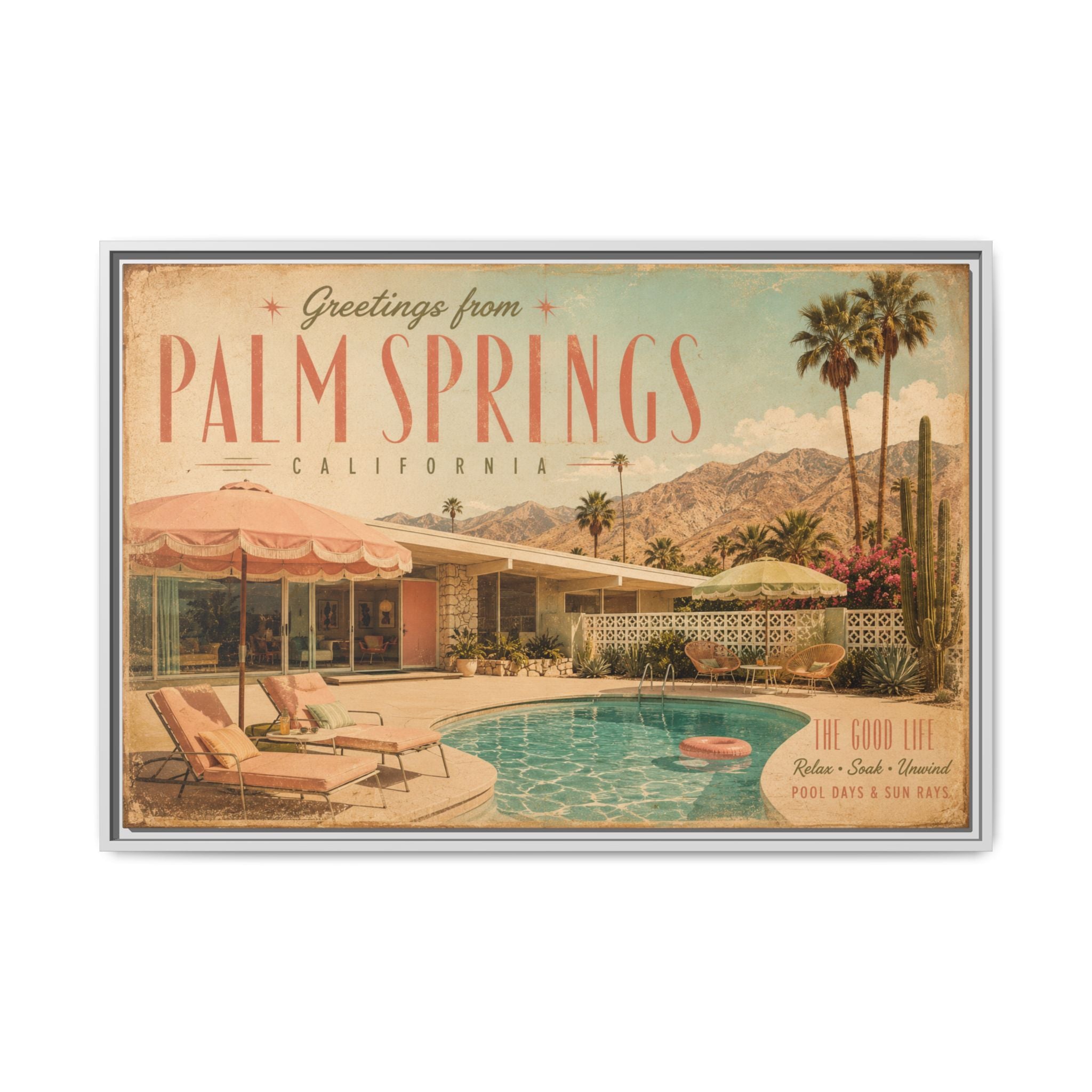 Vintage Palm Springs Travel Poster | Retro California Wall Art | Mid Century Modern Printable Decor | Desert Poolside Art