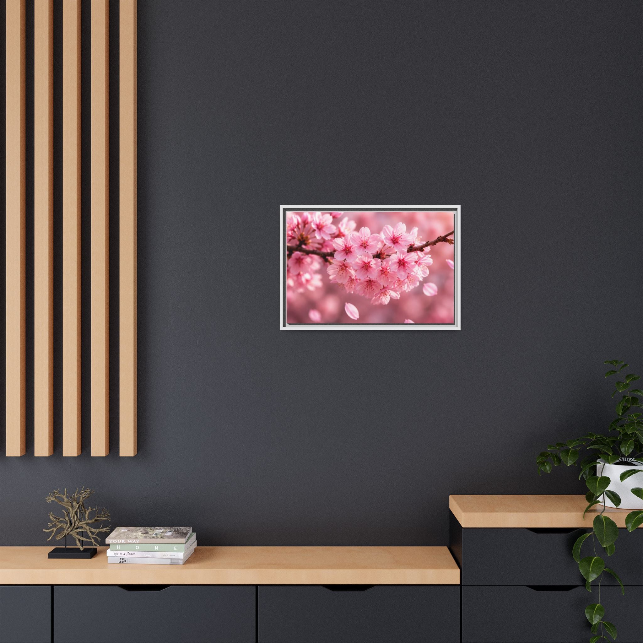 Framed sakura Blossom Canvas Print — Pink Sakura Wall Art