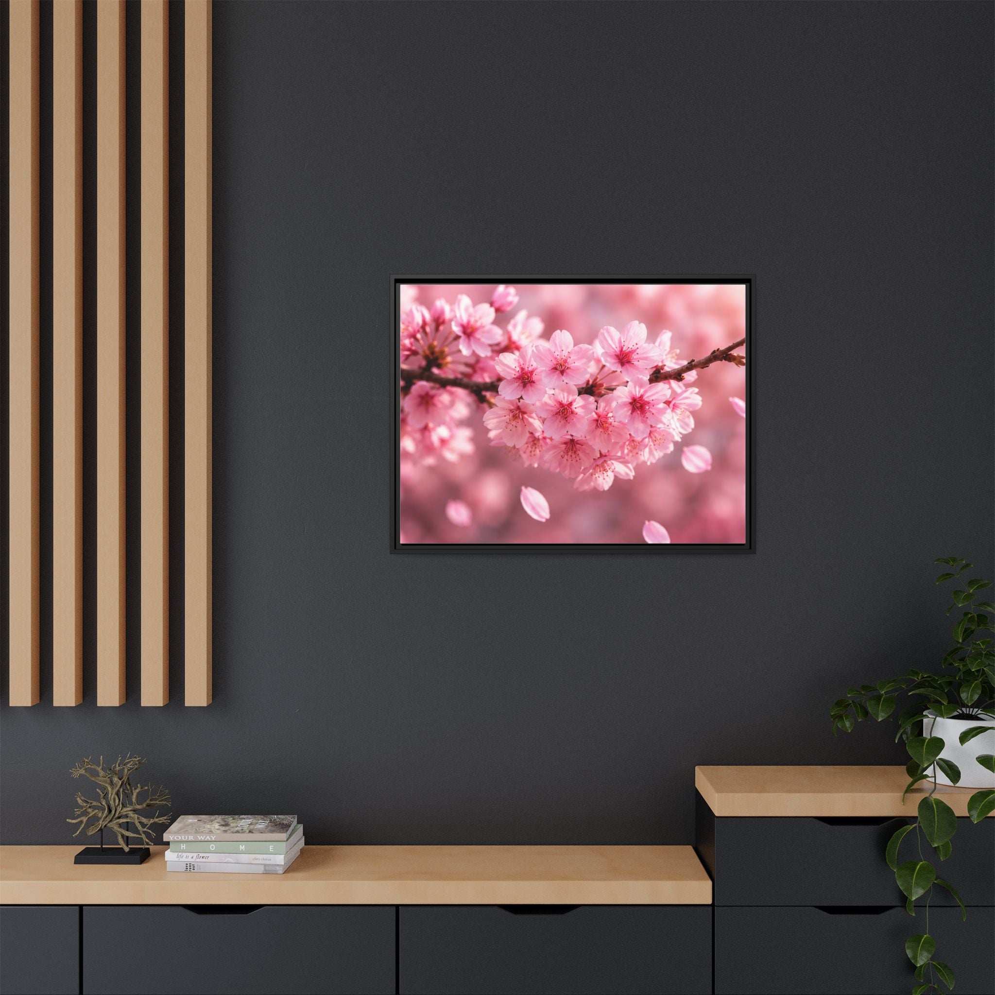 Framed sakura Blossom Canvas Print — Pink Sakura Wall Art