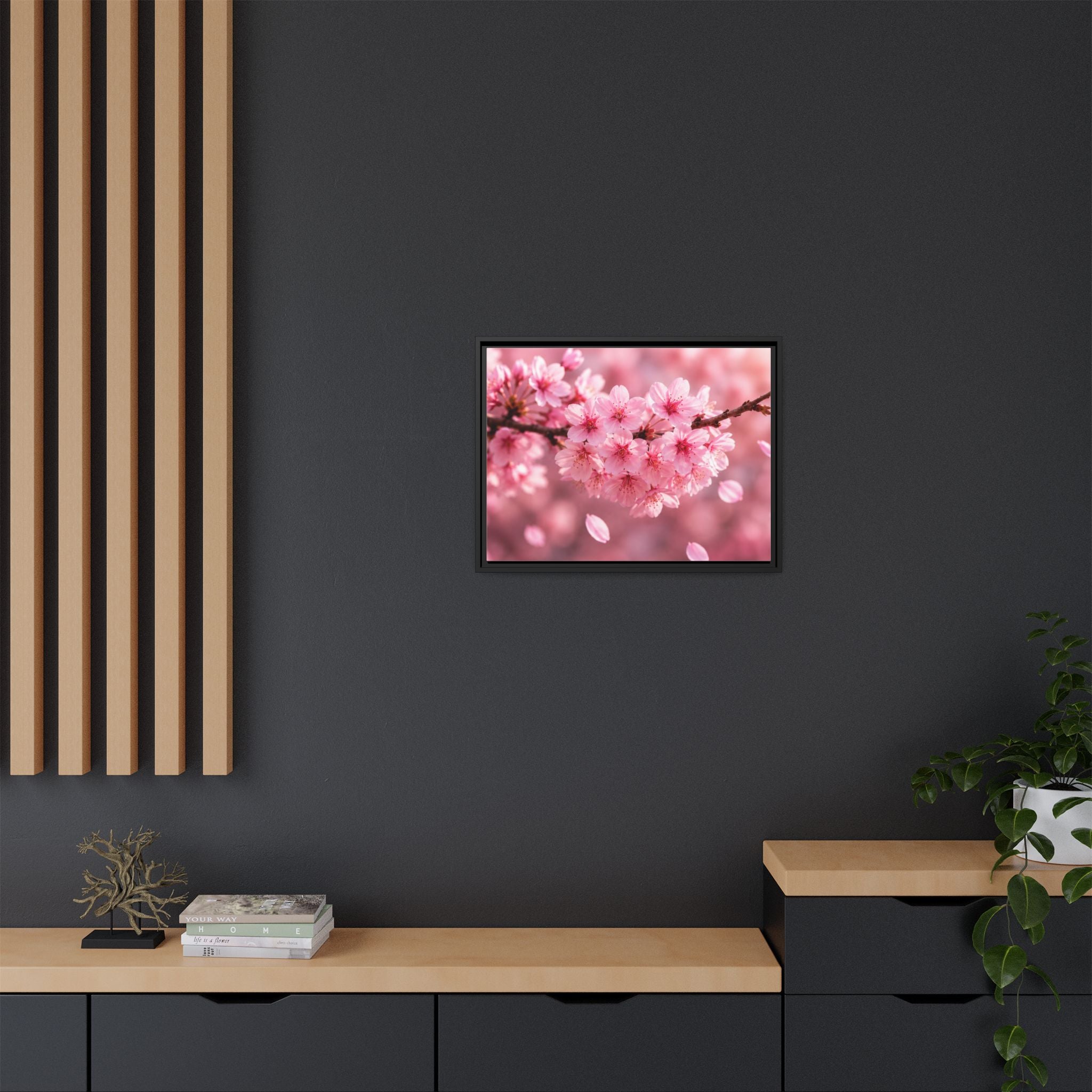 Framed sakura Blossom Canvas Print — Pink Sakura Wall Art