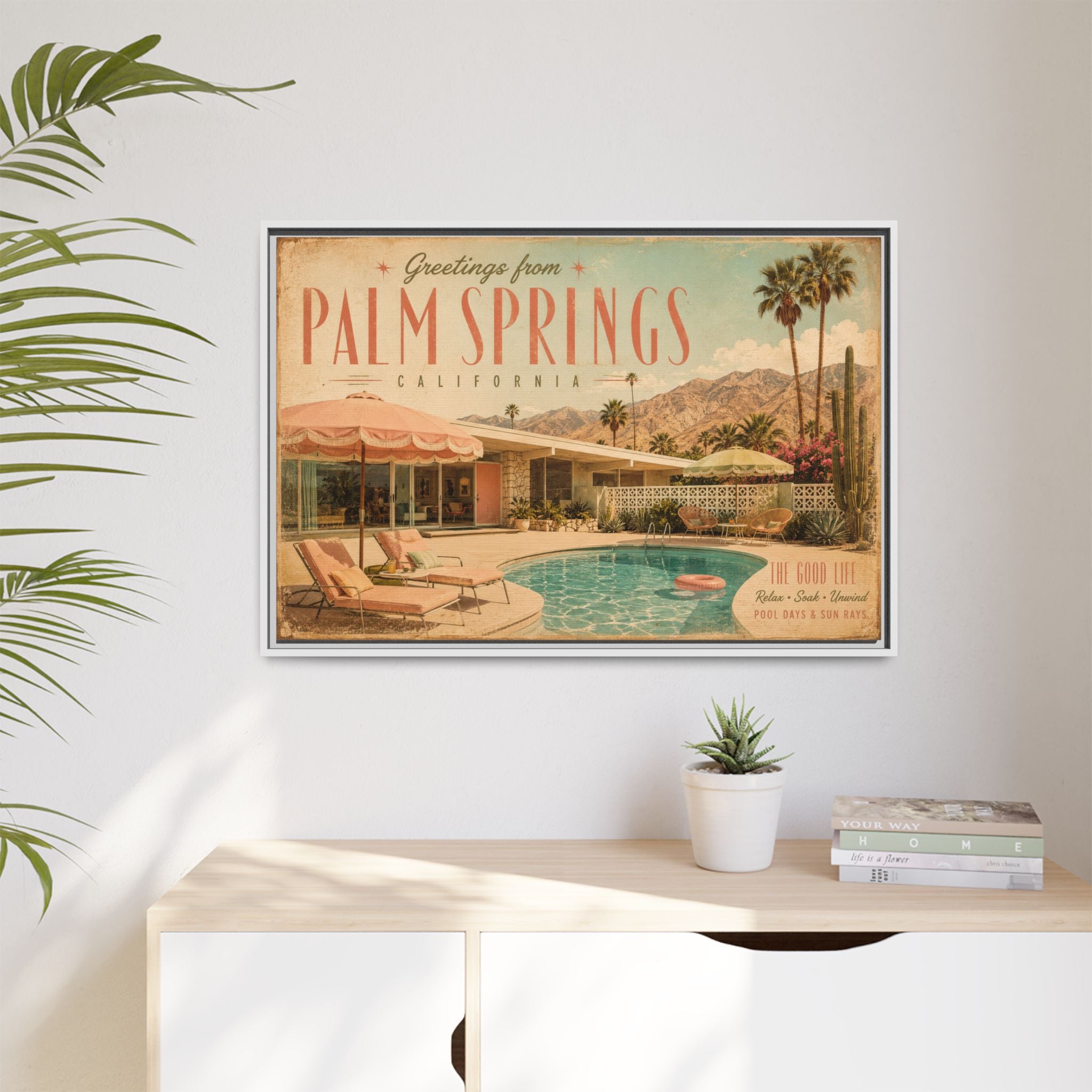 Vintage Palm Springs Travel Poster | Retro California Wall Art | Mid Century Modern Printable Decor | Desert Poolside Art