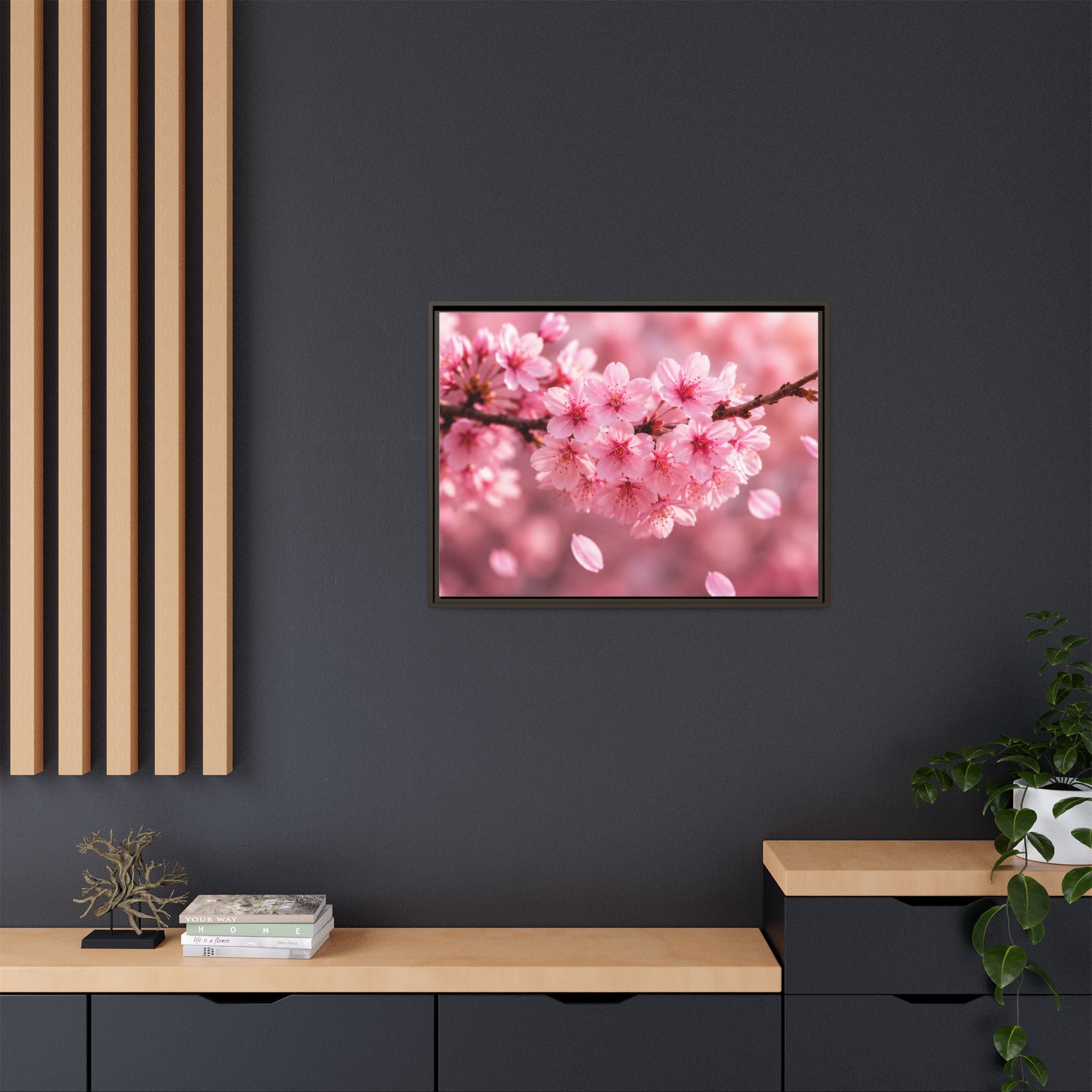 Framed sakura Blossom Canvas Print — Pink Sakura Wall Art
