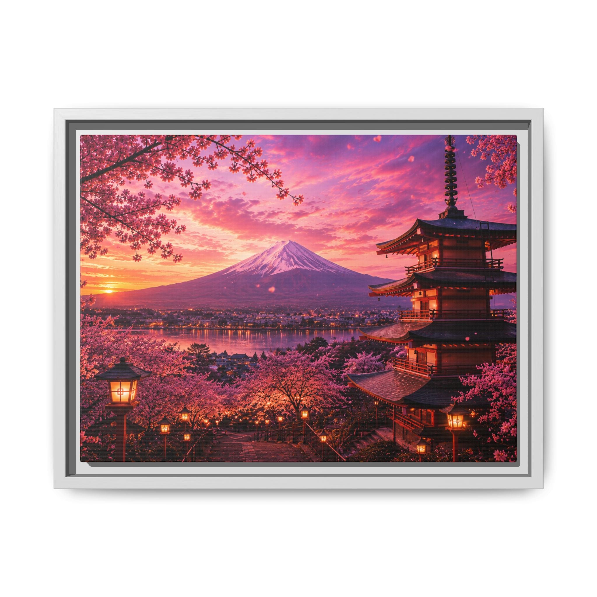 Sakura Twilight Pagoda — Cherry Blossom Sunset Collection