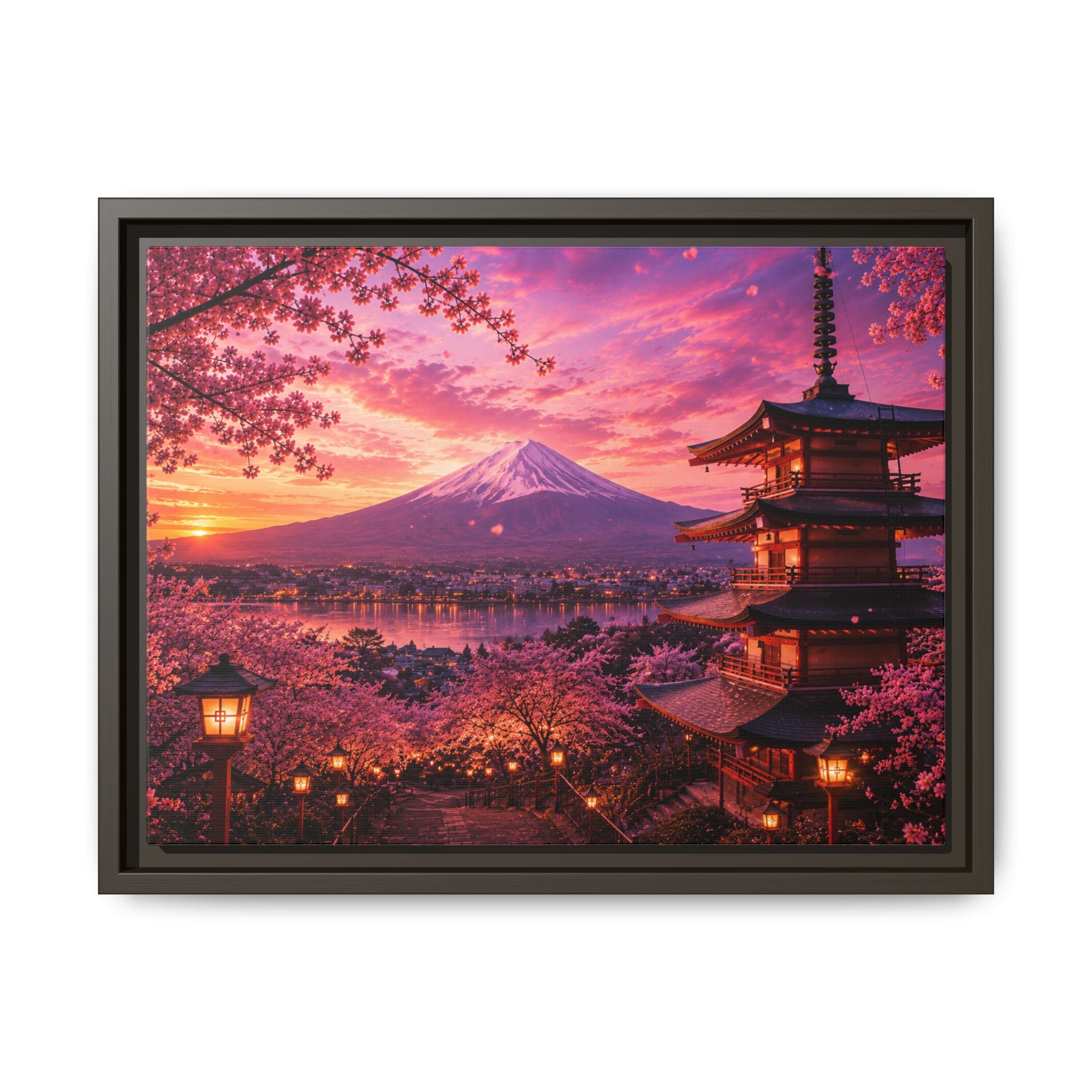 Sakura Twilight Pagoda — Cherry Blossom Sunset Collection