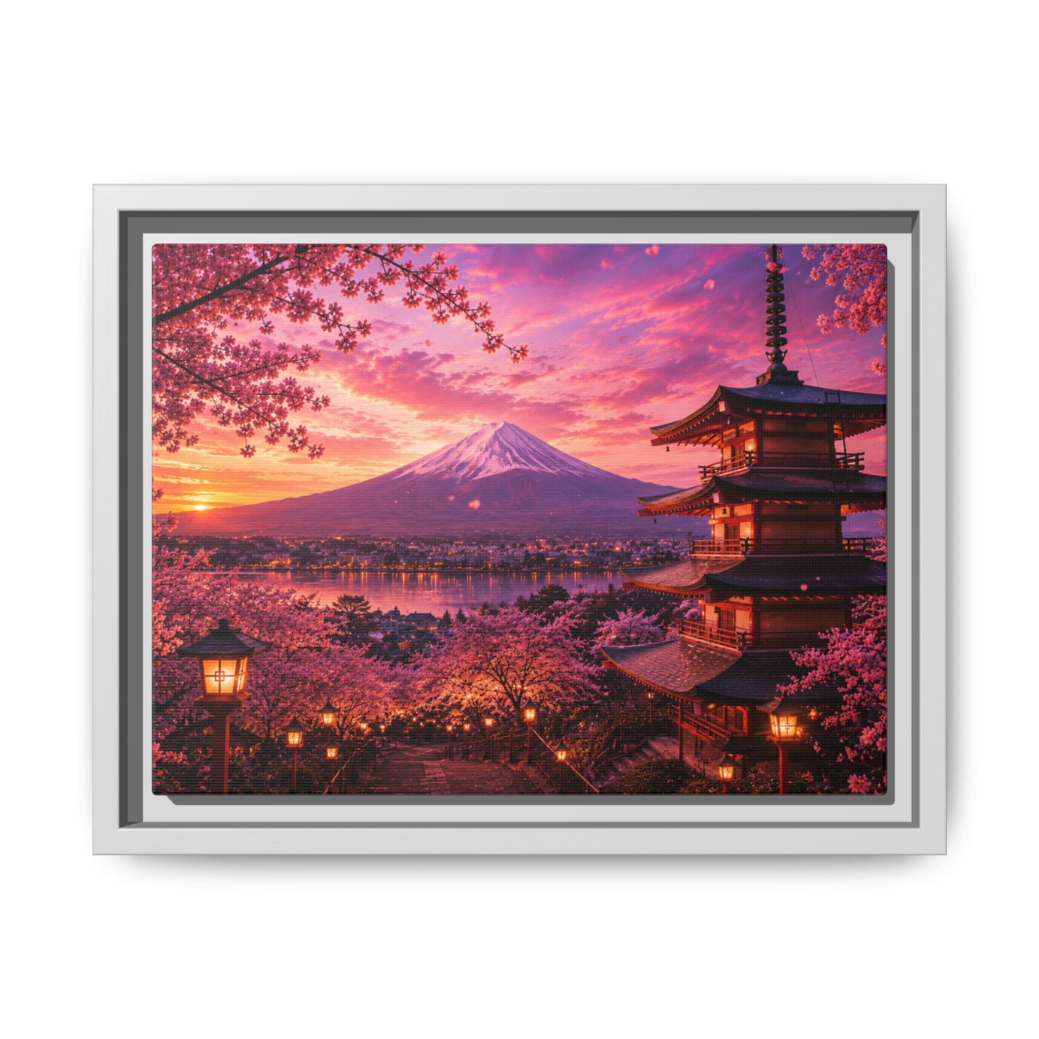 Sakura Twilight Pagoda — Cherry Blossom Sunset Collection