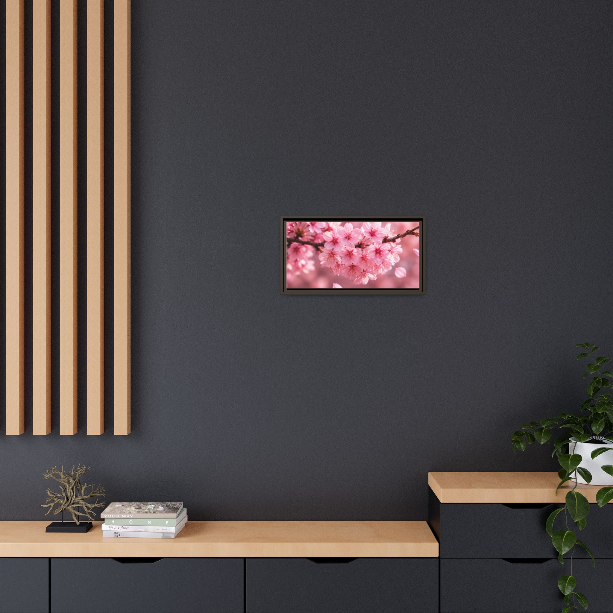 Framed sakura Blossom Canvas Print — Pink Sakura Wall Art