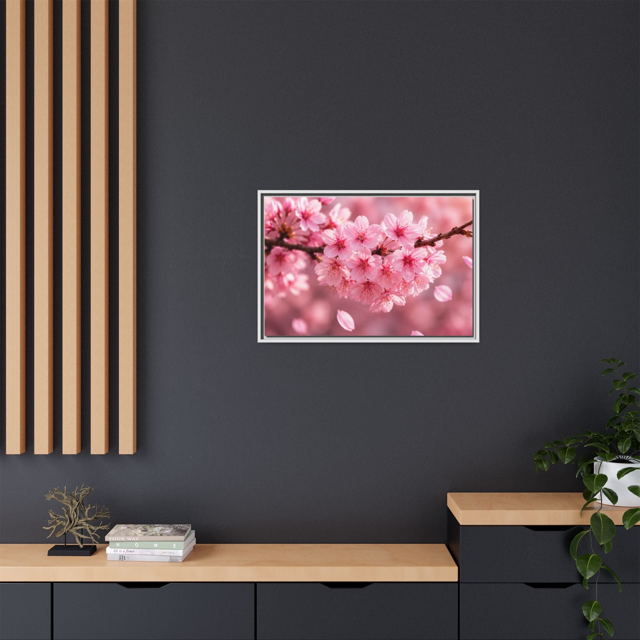 Framed sakura Blossom Canvas Print — Pink Sakura Wall Art