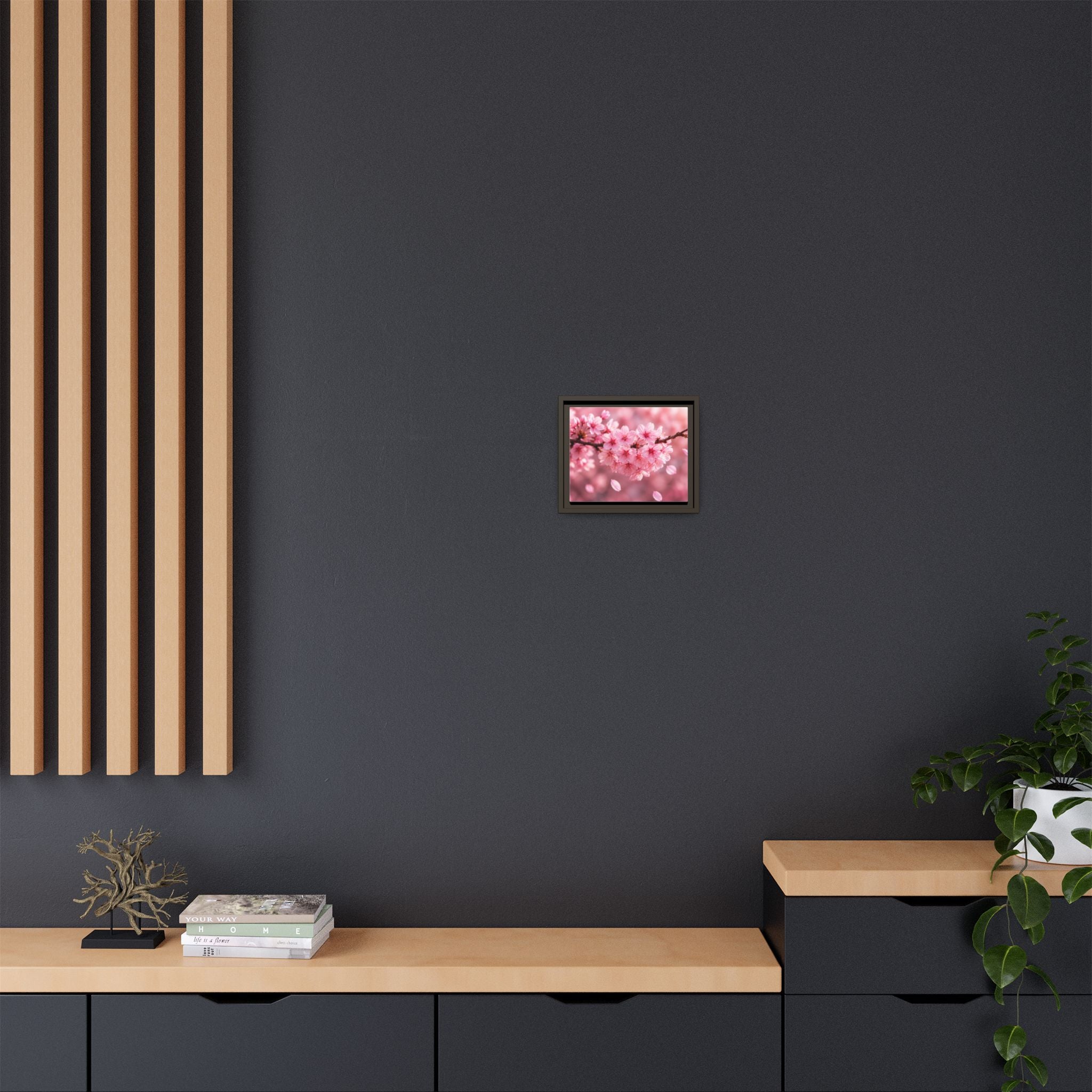 Framed sakura Blossom Canvas Print — Pink Sakura Wall Art