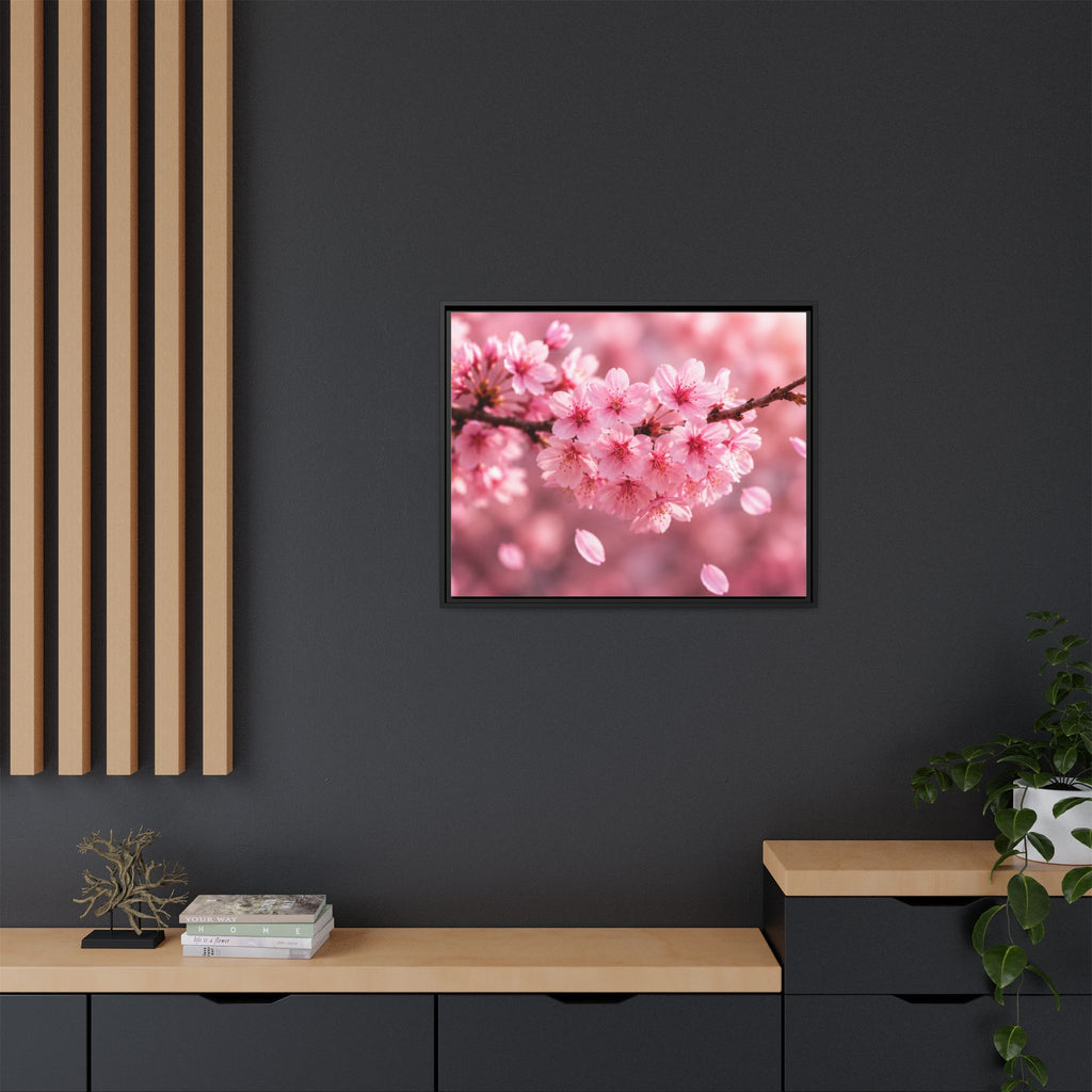 Framed sakura Blossom Canvas Print — Pink Sakura Wall Art