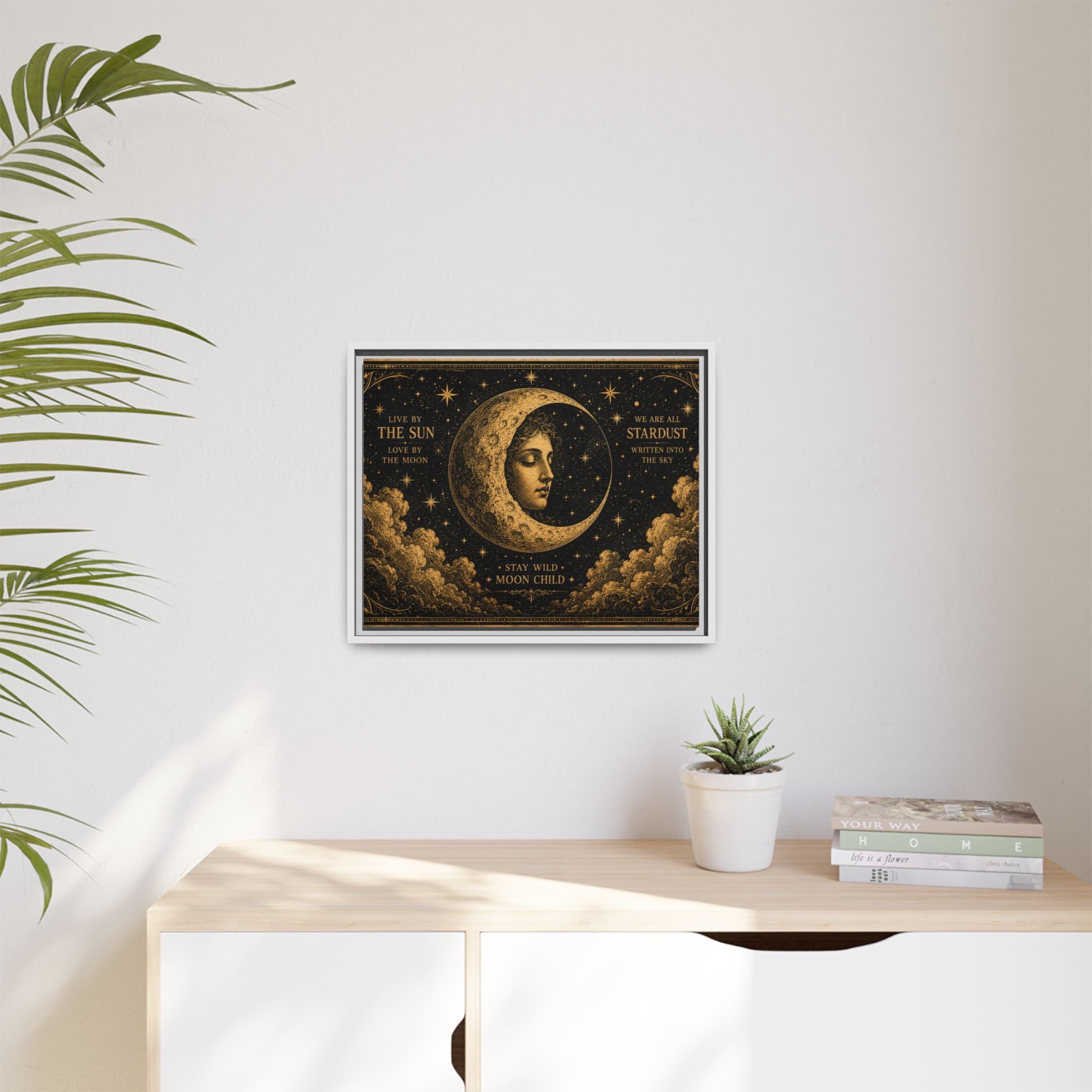 Vintage Celestial Moon Wall Art | Mystic Moon Child Poster | Gothic Boho Printable Decor | Antique Gold Celestial Print