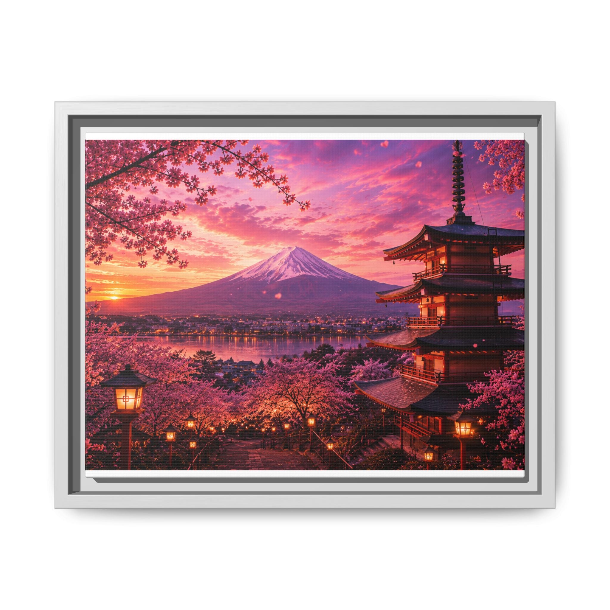 Sakura Twilight Pagoda — Cherry Blossom Sunset Collection