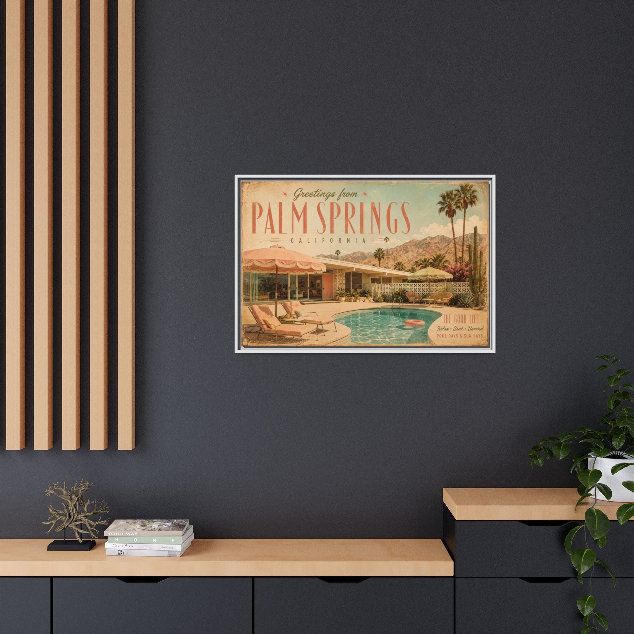 Vintage Palm Springs Travel Poster | Retro California Wall Art | Mid Century Modern Printable Decor | Desert Poolside Art