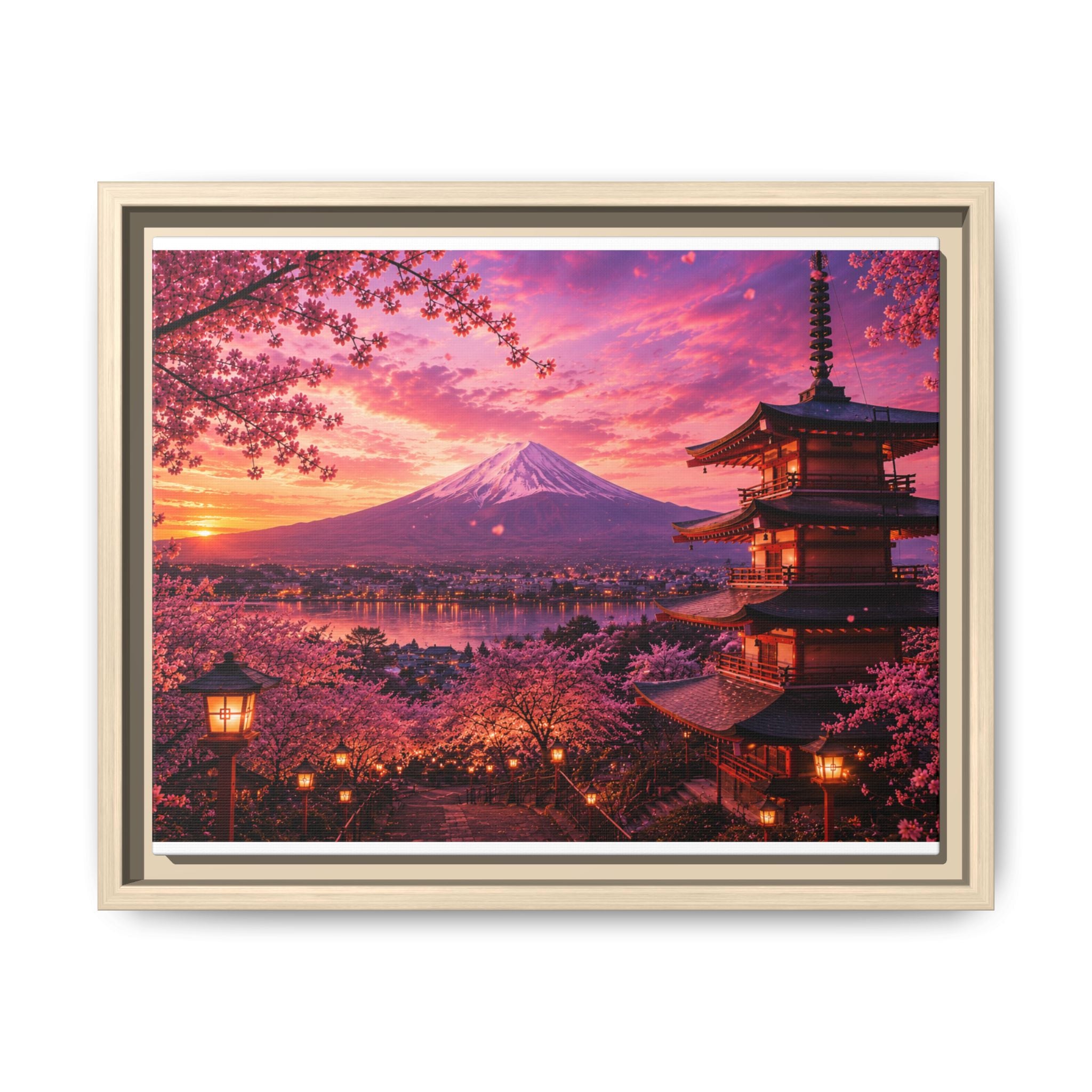 Sakura Twilight Pagoda — Cherry Blossom Sunset Collection