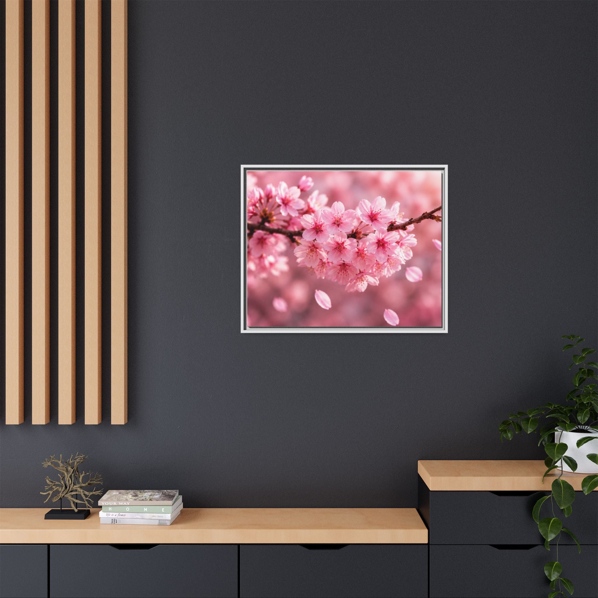 Framed sakura Blossom Canvas Print — Pink Sakura Wall Art